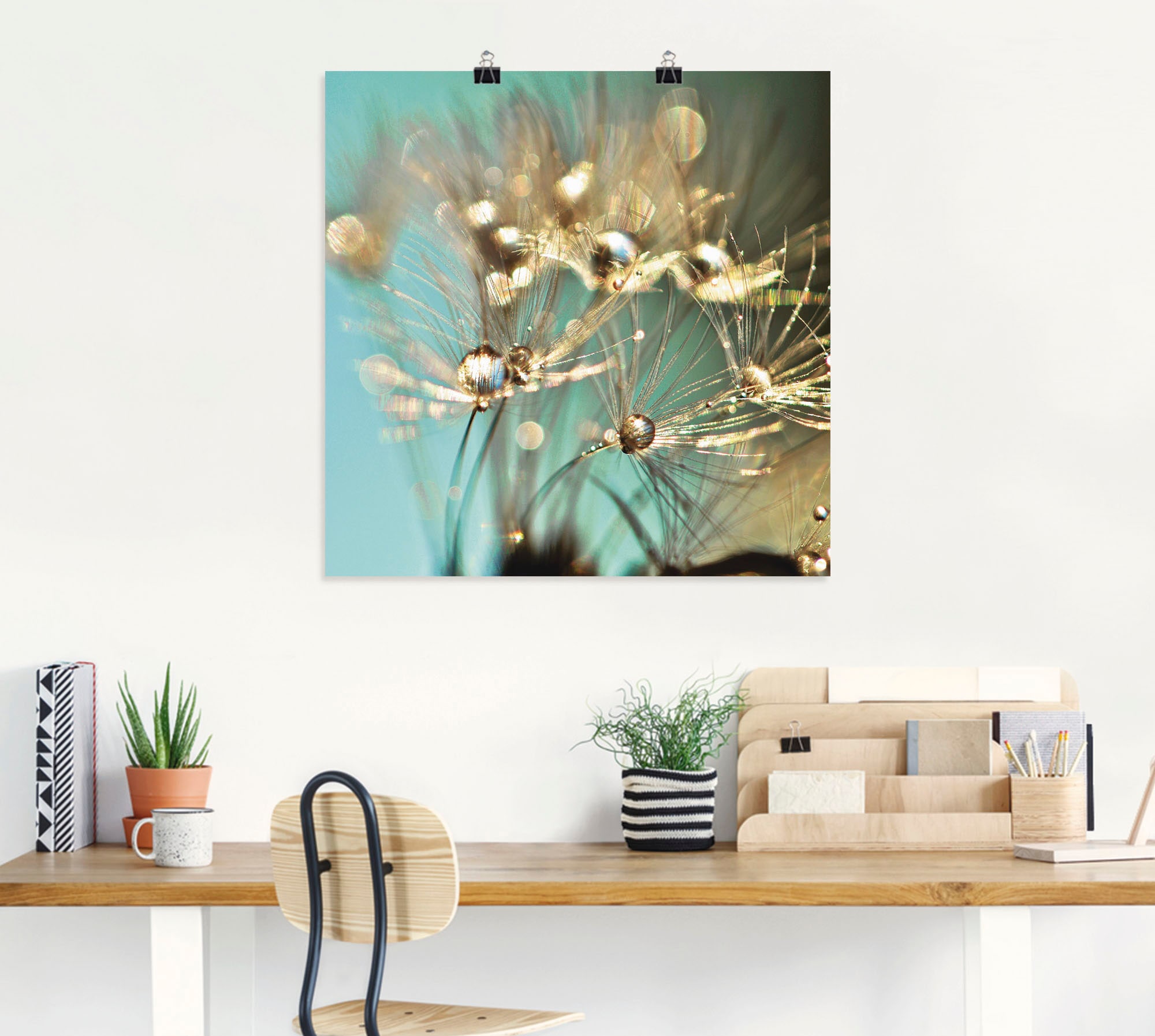 Artland Poster »Pusteblume glänzendes Gold« Blumen 1 Stk. tlg. ohne Rahmen