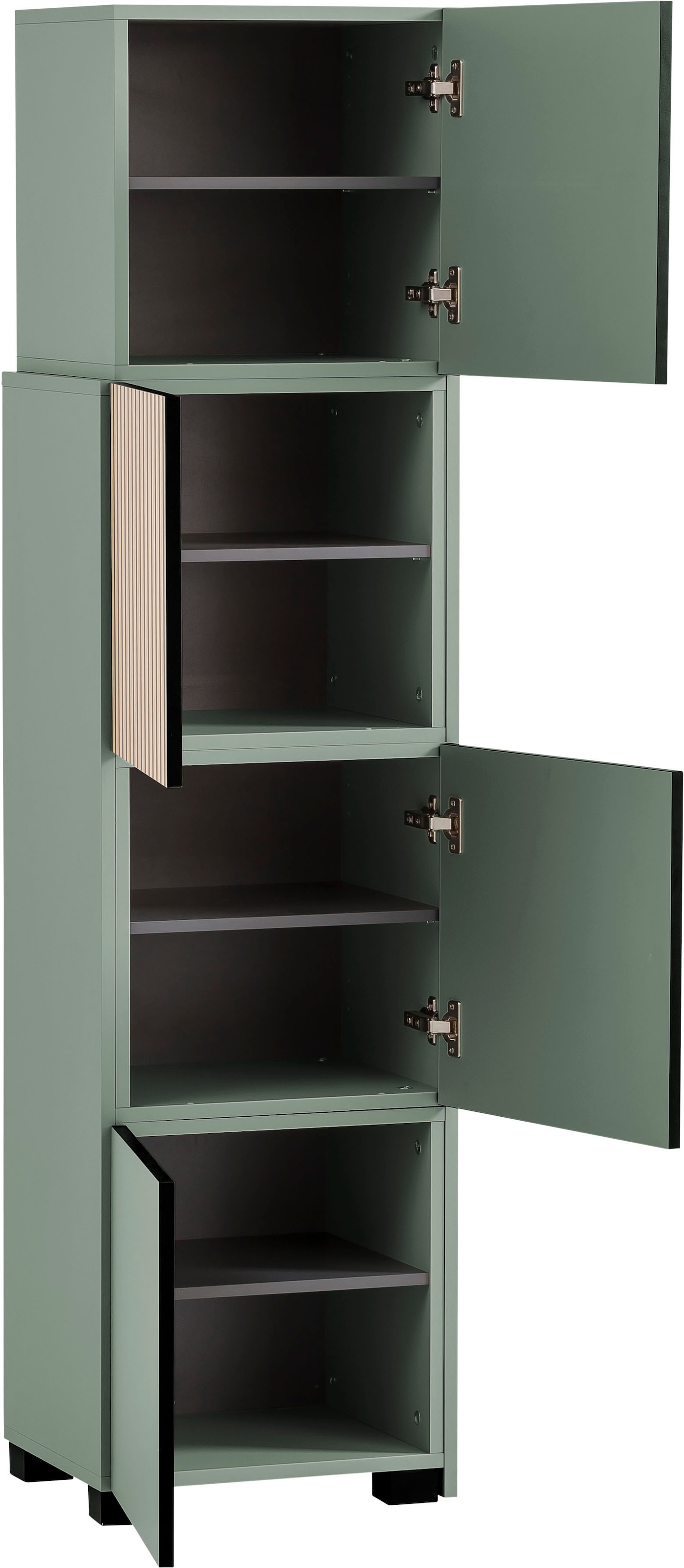 welltime Étagère coulissante »Alexa, Breite variabel von 40 bis 70 cm« Türfront mit Akustikprint, grifflose Öffnung