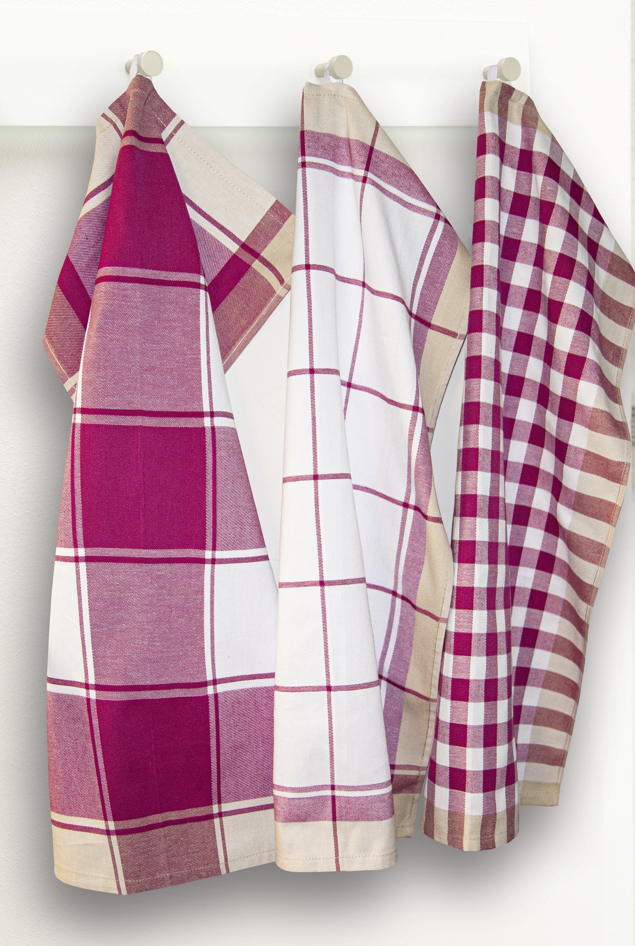 Dyckhoff Geschirrtuch »KARO, Masse je Tuch ca. 50x70 cm, aus 100% Baumwolle« mit drei verschiedenen Motiven