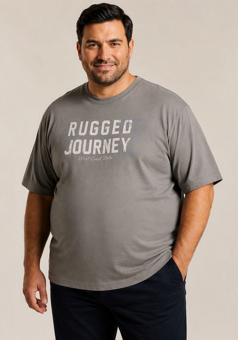 Man's World Plus Rundhalsshirt »auch in Grosse Grössen bis Gr. 7XL Ärmel-Fit« Regular Fit, Kurzarm, mit Print, bedruckt, aus Single Jersey