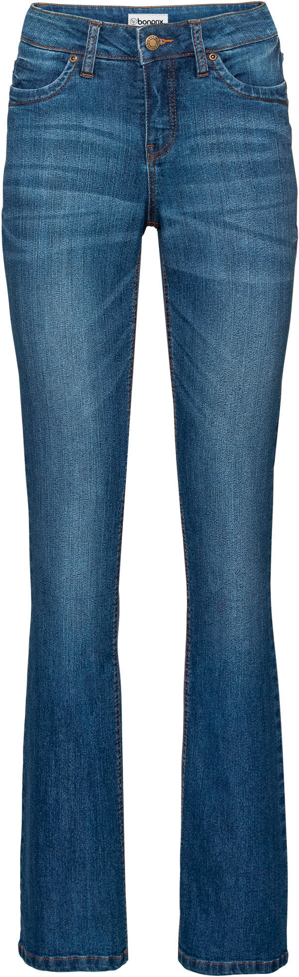 bonprix Jeans bootcut »Bootcut-Jeans Mid Waist, Komfort-Stretch« coupe regular fit, style classique 5 poches