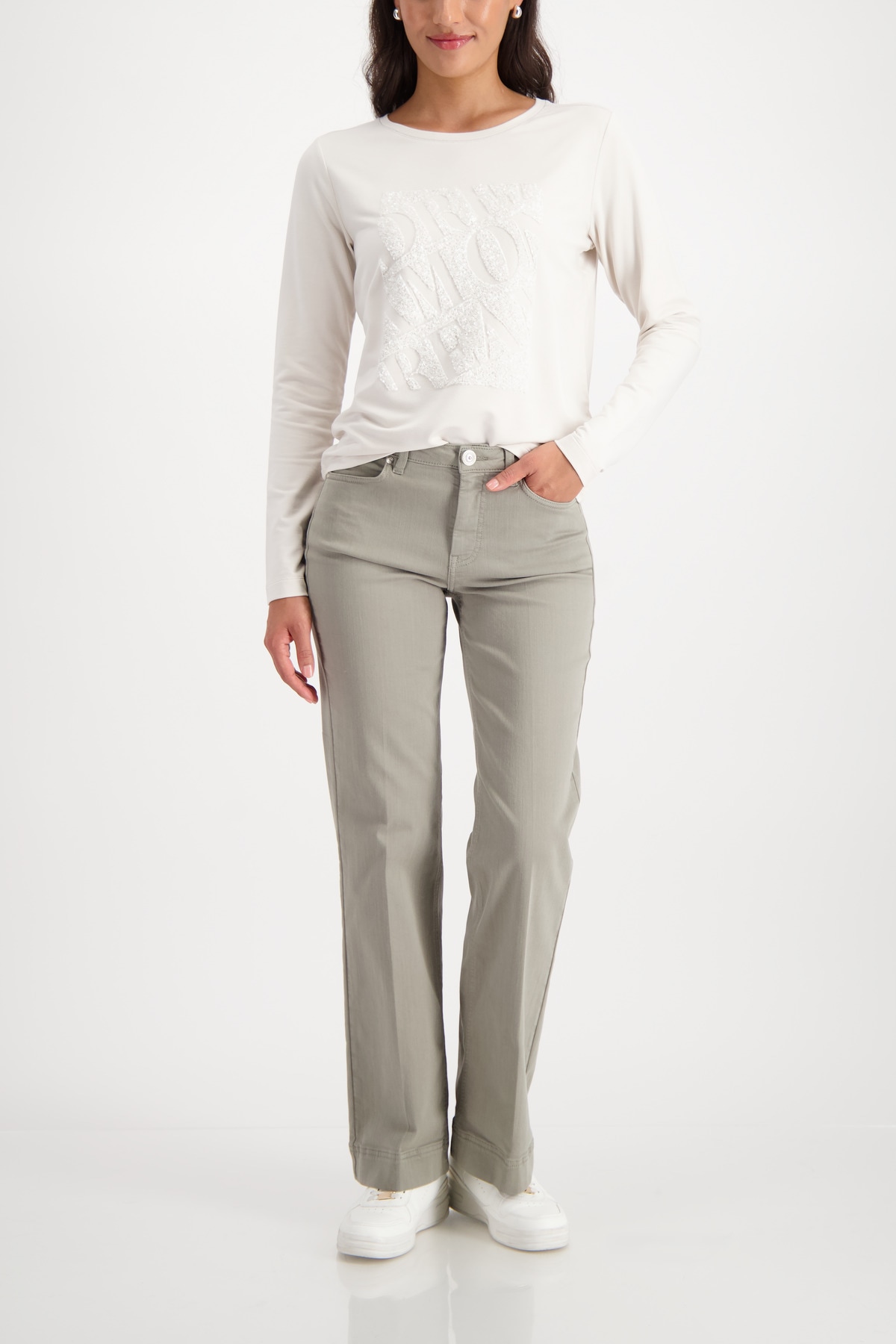 Monari T-shirt à manches longues »Shirt Pailletten Stick« Regular fit mit Rundhalsausschnitt