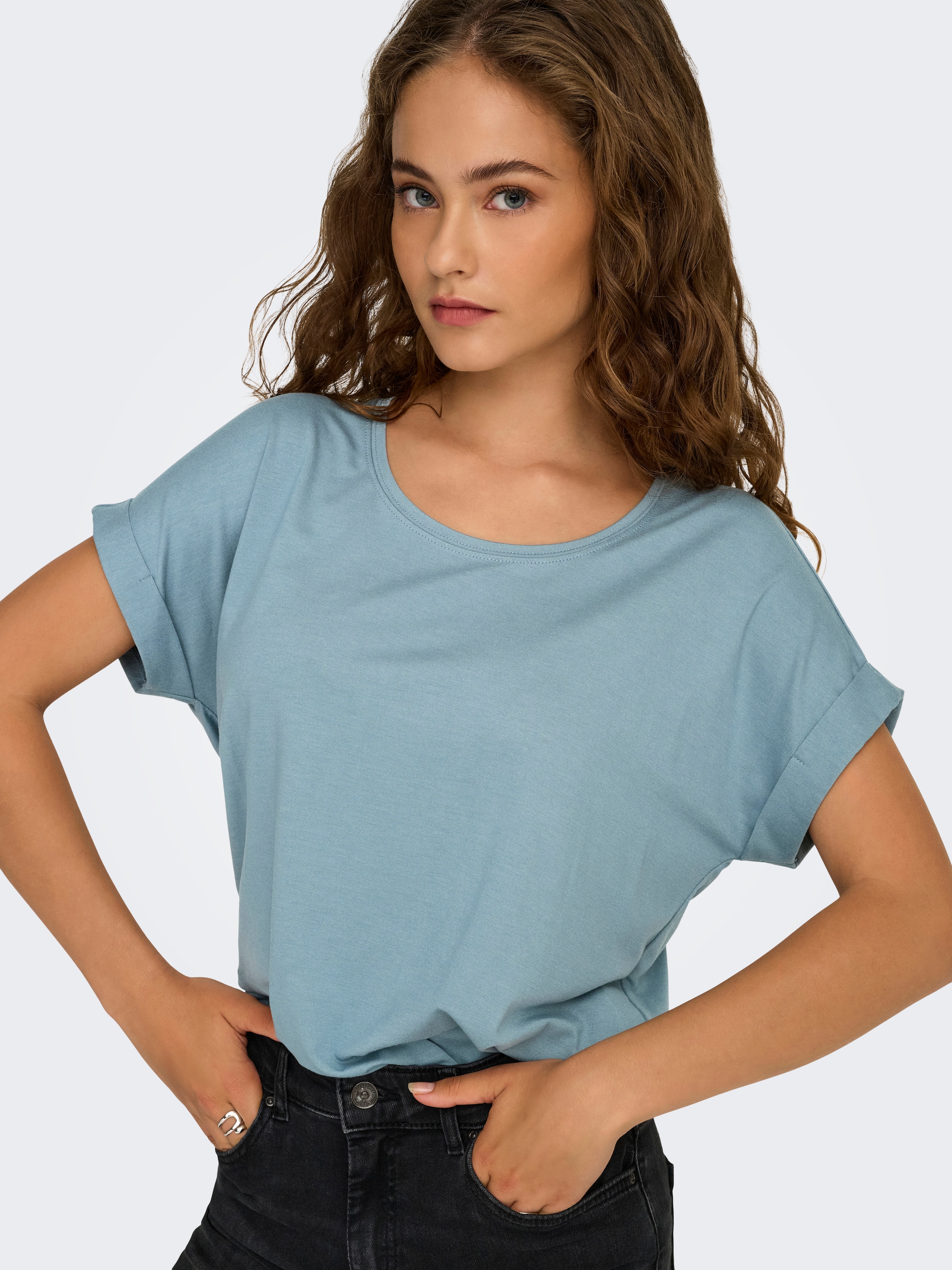 ONLY T-Shirt »ONLMOSTER – Kurzarmshirt mit Aufschlag und klassischem Look« Viskosemischung, regular fit