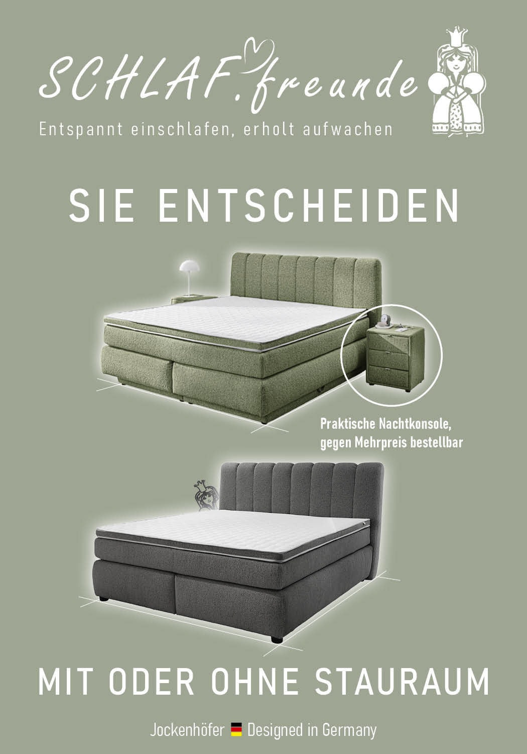 Jockenhöfer Gruppe Lit boxspring »Tilda, wahlweise mit oder ohne Bettkasten« incluant matelas TTFK 7 zones, surmatelas en mousse froide, 180x200cm