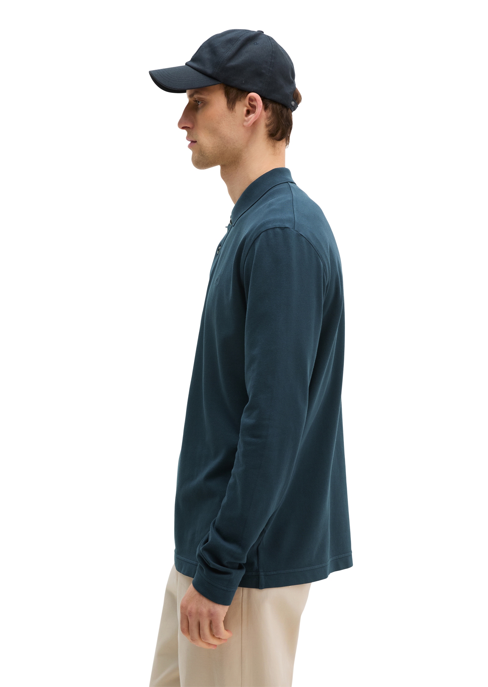 Marc O'Polo Langarm-Poloshirt Piqué regular fit aus Bio-Baumwolle mit Elasthan