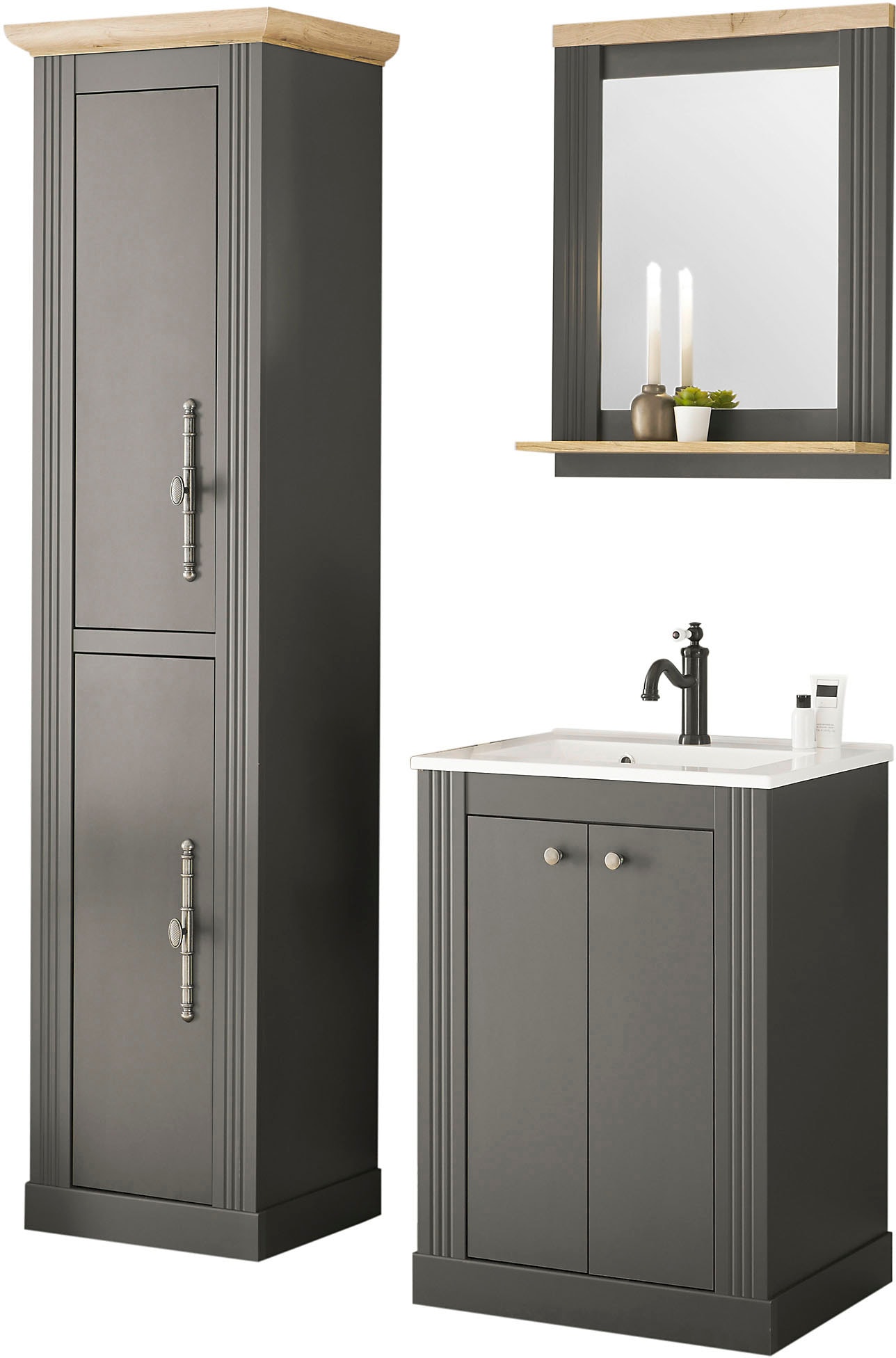 GOODproduct Ensemble de meubles de salle de bain »WESTMINSTER, Bad im Landhausstil, 3-teiliges Badezimmer« 3 cuis tlg.