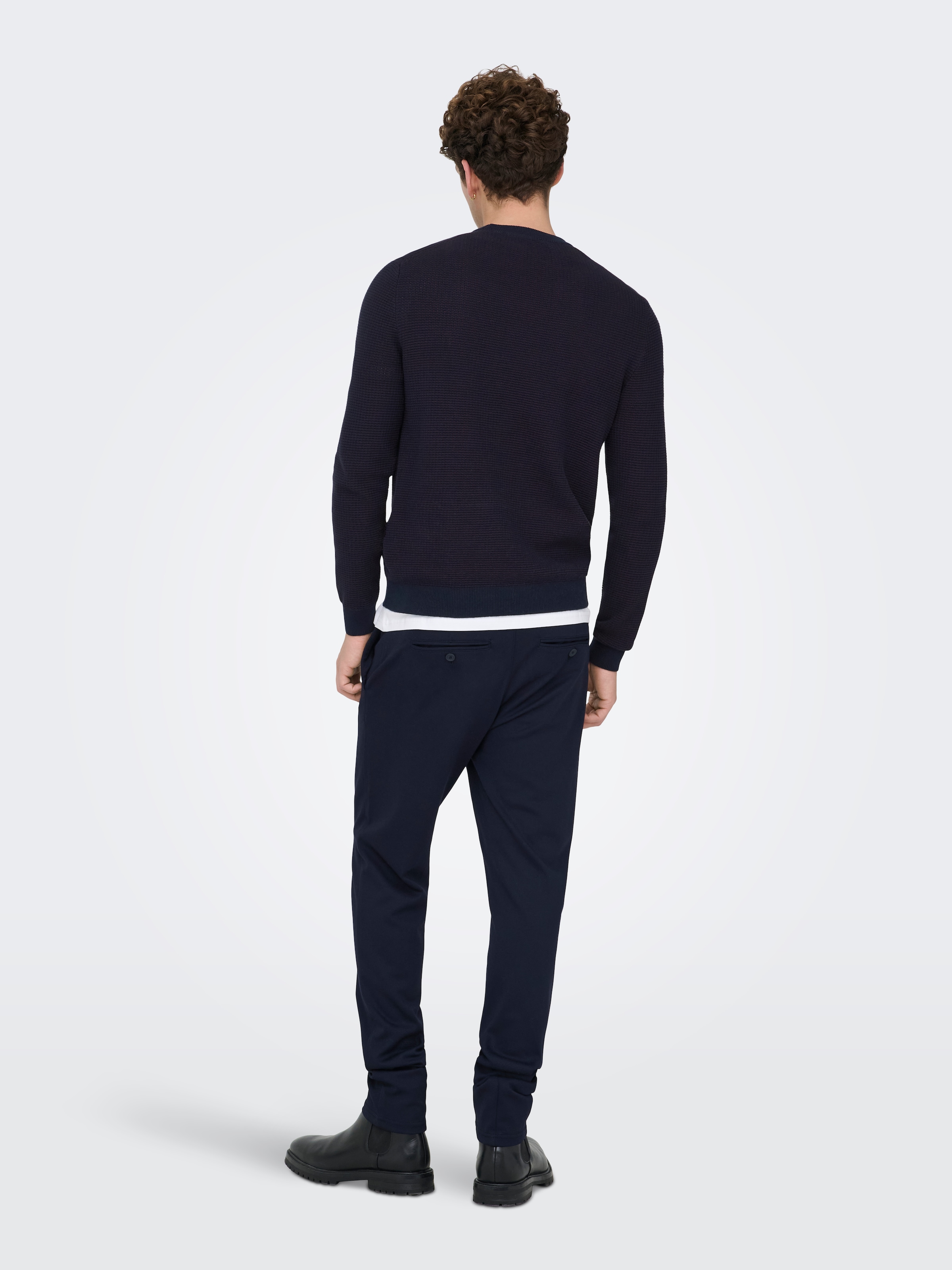ONLY & SONS Pull en tricot »ONSDAVE REG LS CREW NECK KNIT NOOS« coton, coupe régulière