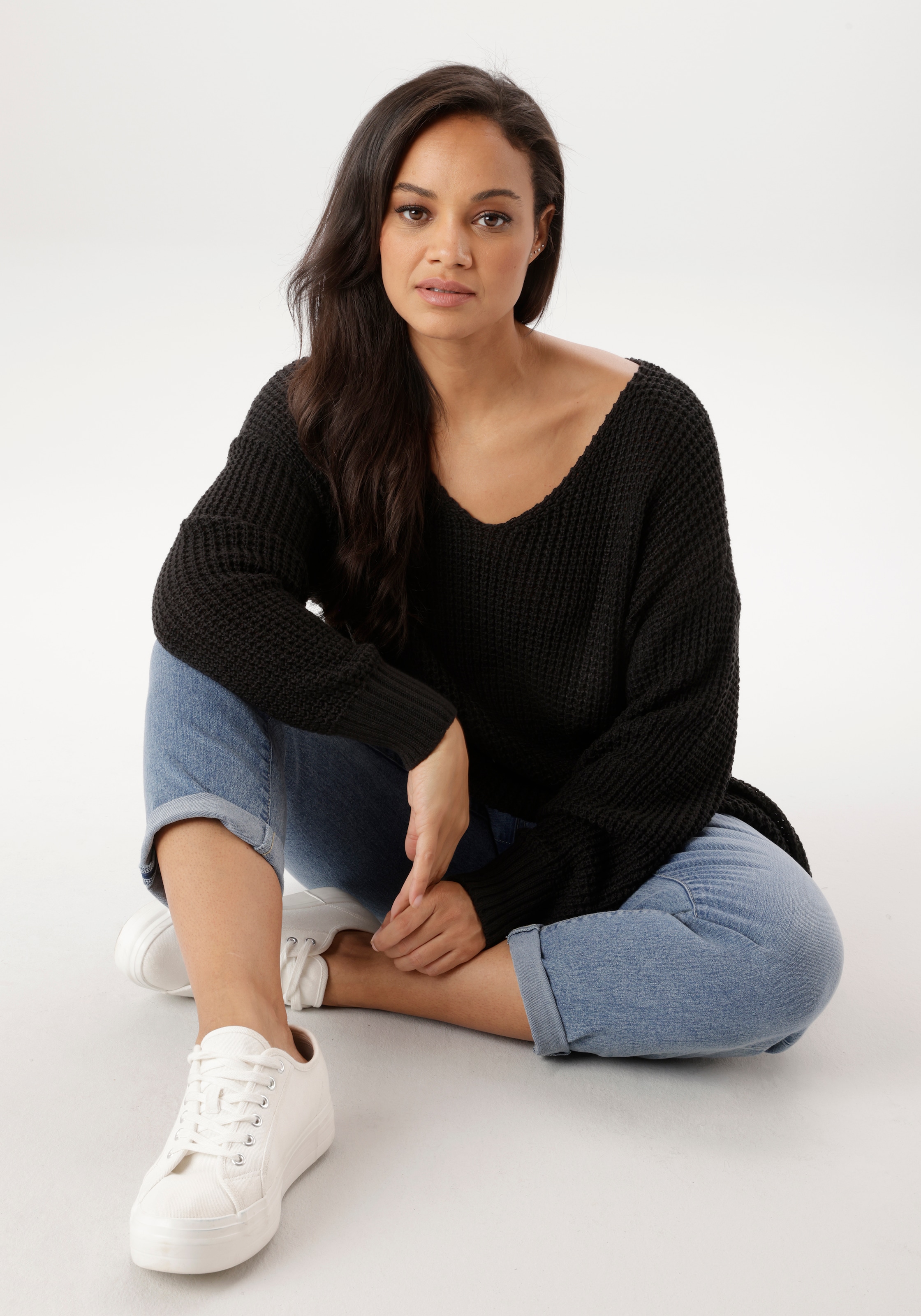 Aniston PLUS Pull en tricot im dezenten Ajour-Strickmuster