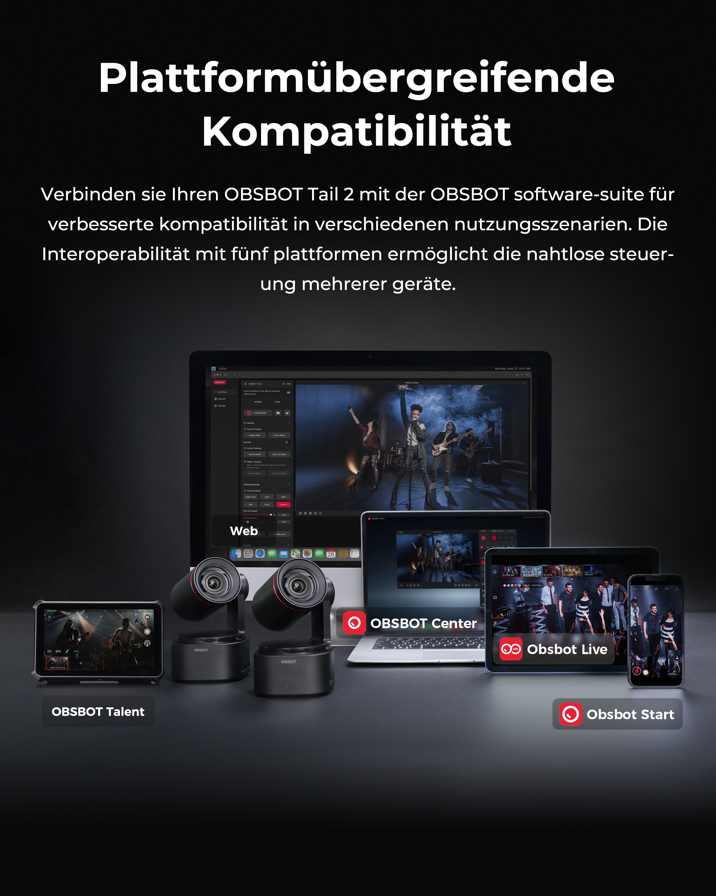 OBSBOT Camcorder »Tail 2« Bluetooth | LAN (Ethernet) 5 fachx opt. Zoom