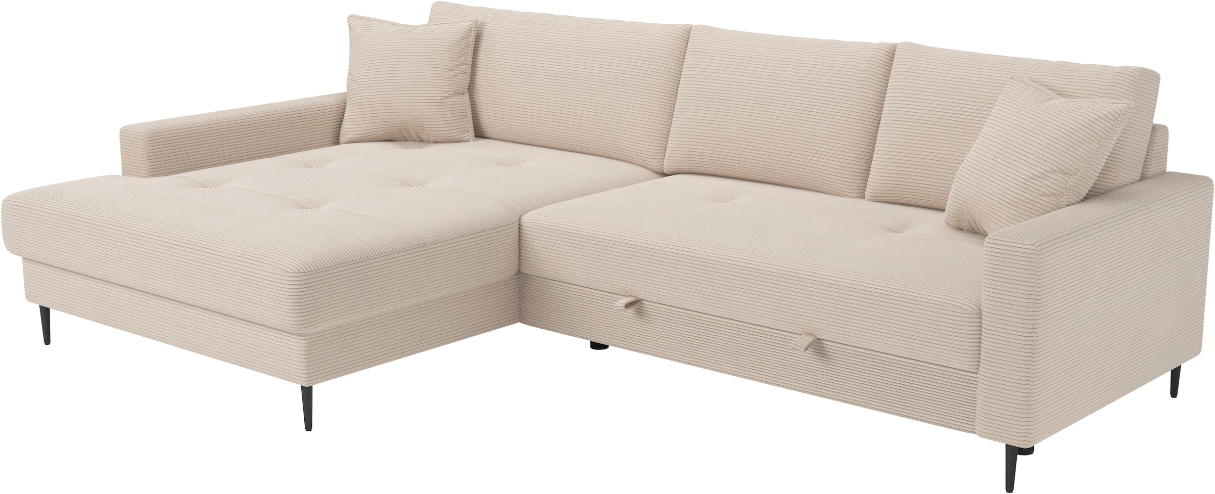Trends by HG Ecksofa »Summer L-Form, B: 284 cm, Schlaffunktion, 2 Zierkissen« optional mit Kopfstützen, Wellenfederung, frei stellbar