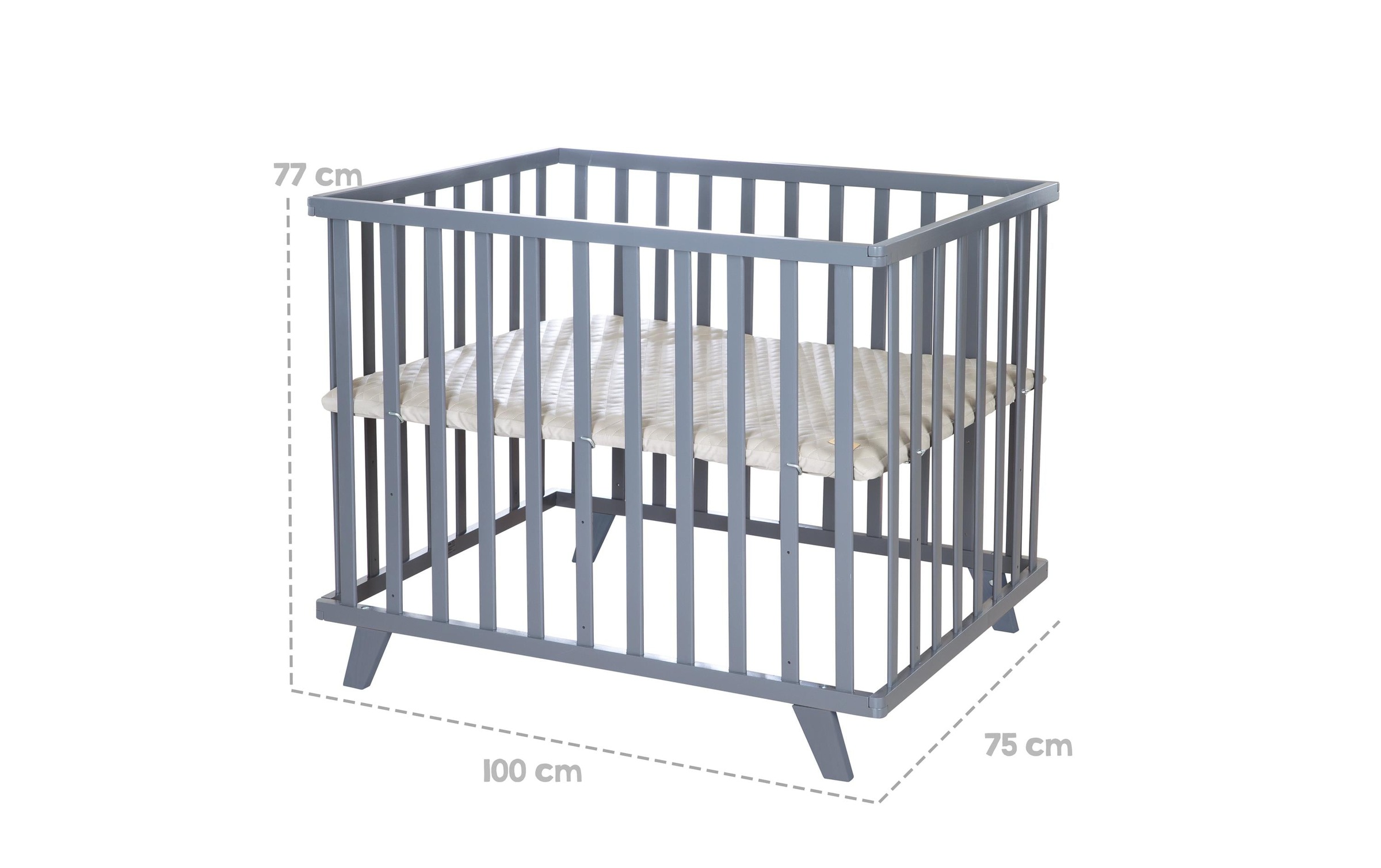 roba® Parc pour bébé »Laufgitter Holz anthrazit 75 x 100 cm höhenverstellbar«