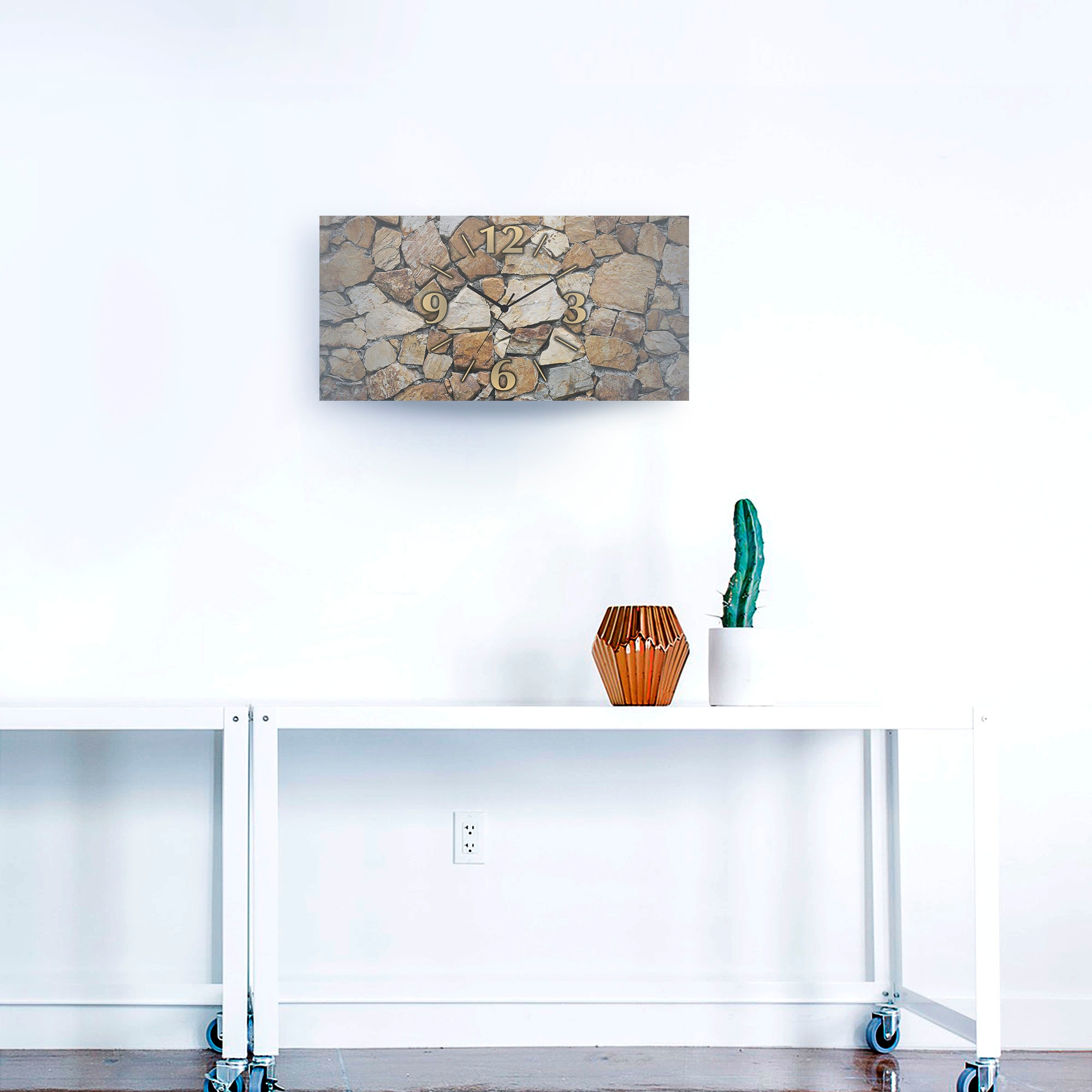 Artland Horloge murale »Braune Steinwand« wahlweise mit Quarz- oder Funkuhrwerk, lautlos ohne Tickgeräusche
