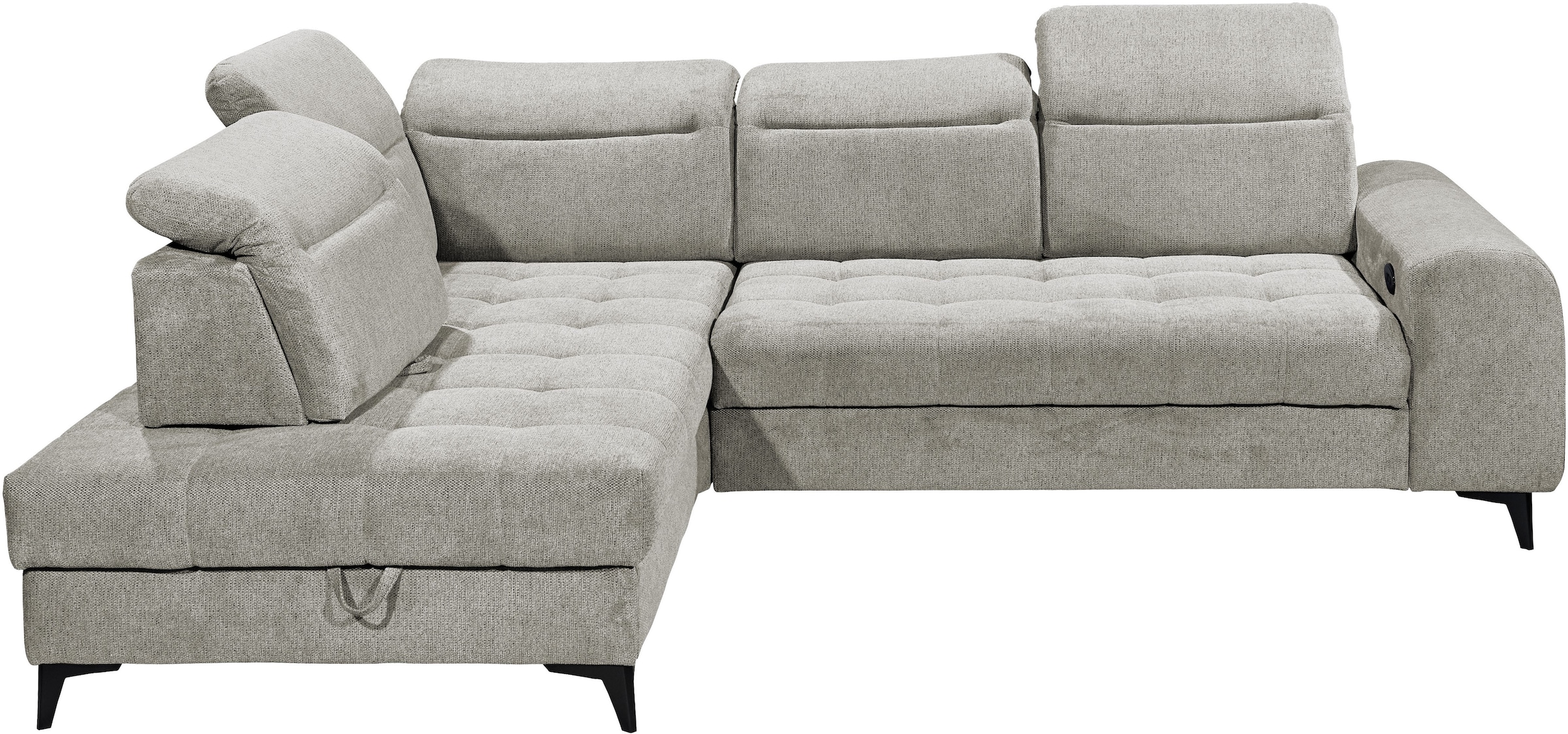 ED EXCITING DESIGN Canapé d'angle »Rockdale L-Form mit Bettfunktion, Bettkasten« Kopfteilverstellung, Sitztiefenverstellung & USB-Port