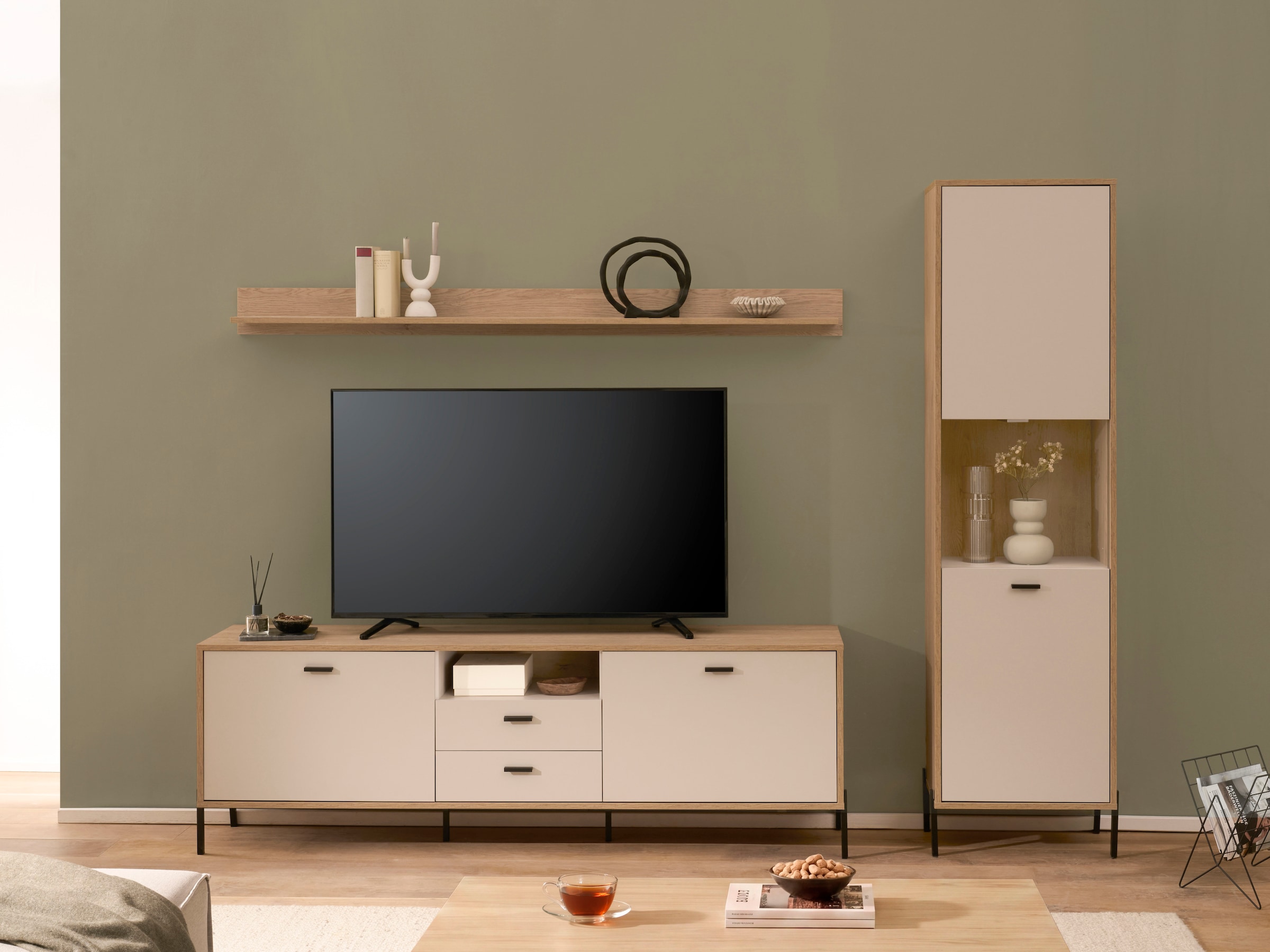 Home affaire Meuble mural »Fredericia, moderne Anbauwand, Komplettset in Kaschmir« Ensemble, 3 cuis tlg.