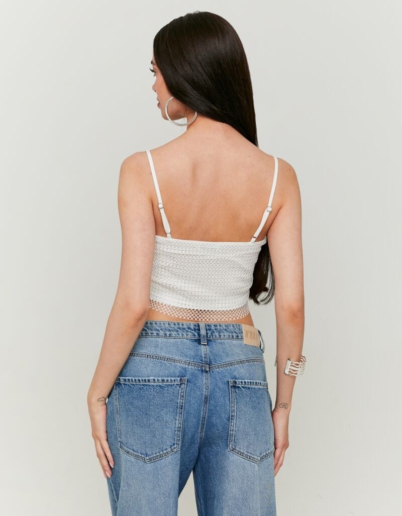 Tally Weijl Top à bretelles »SSLPENETTA« Materialmix, figurbetont, mit Netz und glitzernden Strasssteinen