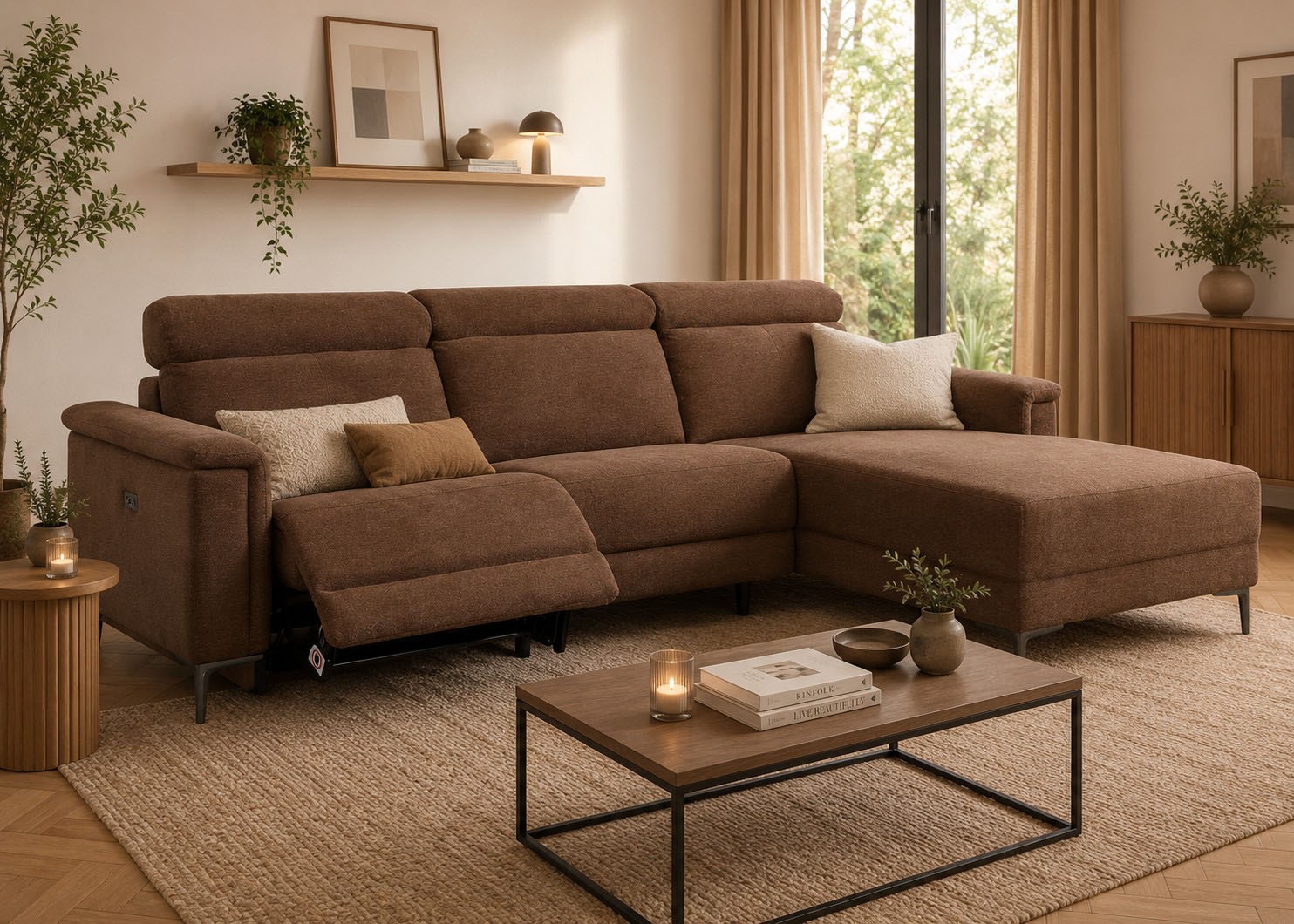 GOODproduct Canapé d'angle »LUND, L-Form, 261cm, man. o. elektr. Relaxfunktion (mit USB-A)« und Kopfteilverstellung