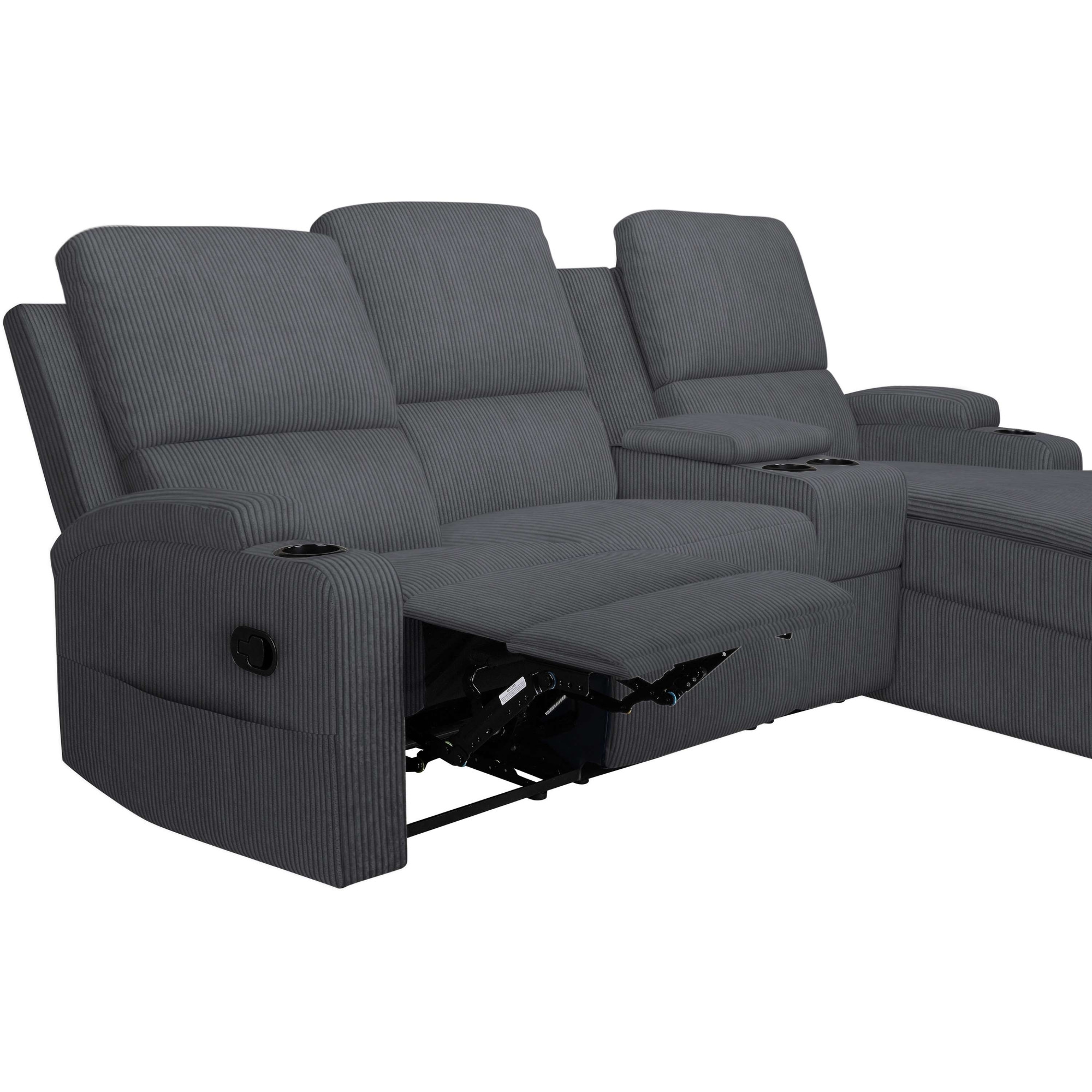 GOODproduct Ecksofa »NAPORI Multimediasofa, 3er Kinosessel XXL, L-Form, Cord« Kinosofa mit Relaxfunktion, Getränkehalter, Staufach und Staukasten