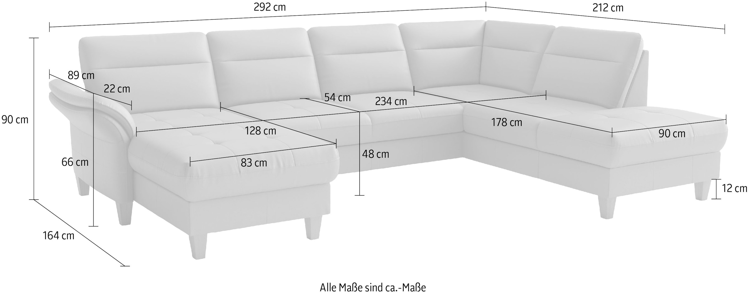 sit&more Paysage de salon »Pamela, U-Form, B: 292 cm, Leder«