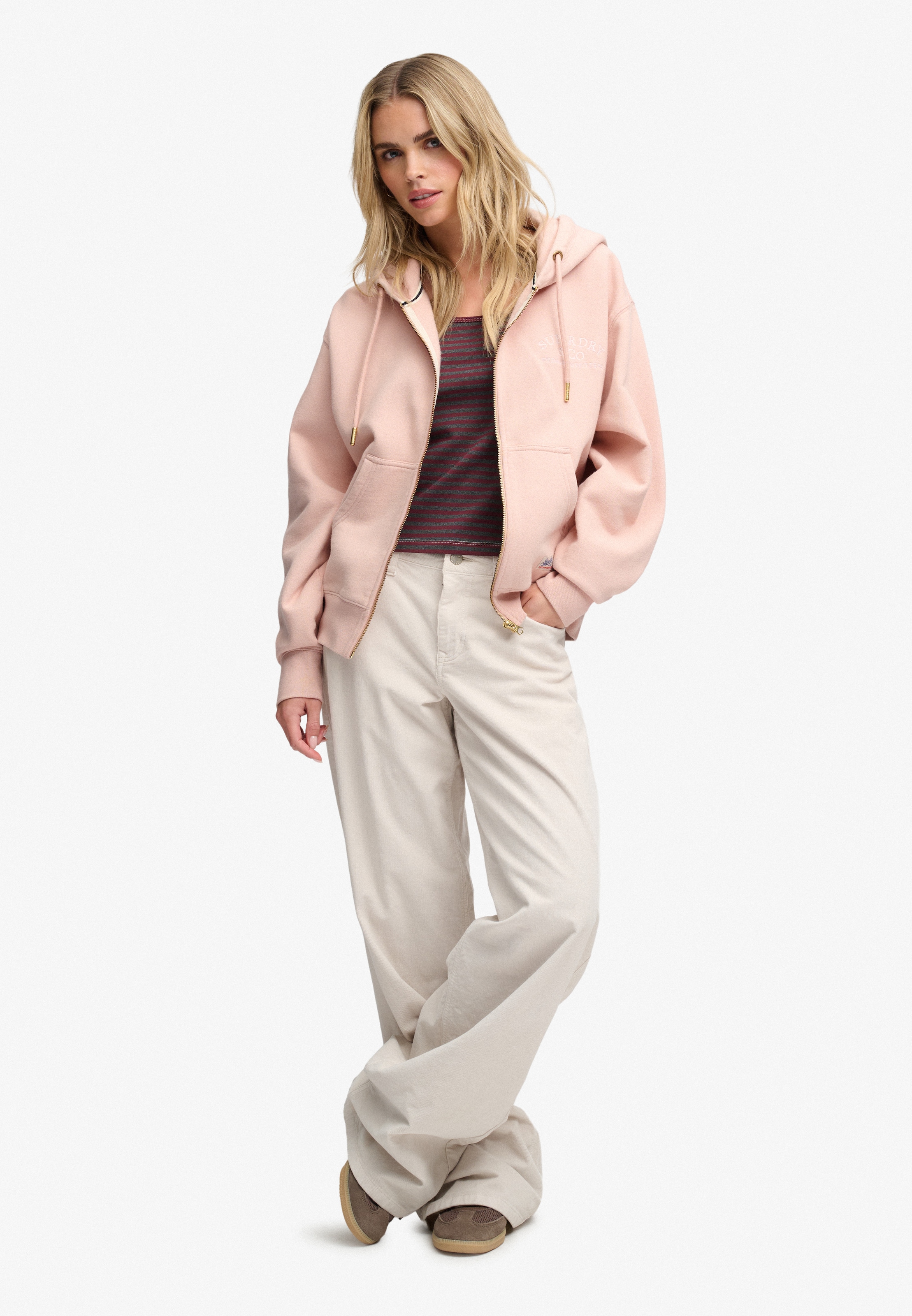 Superdry Sweat à capuche »LUXE CASUAL ZIPHOOD« mélange coton, coupe décontractée
