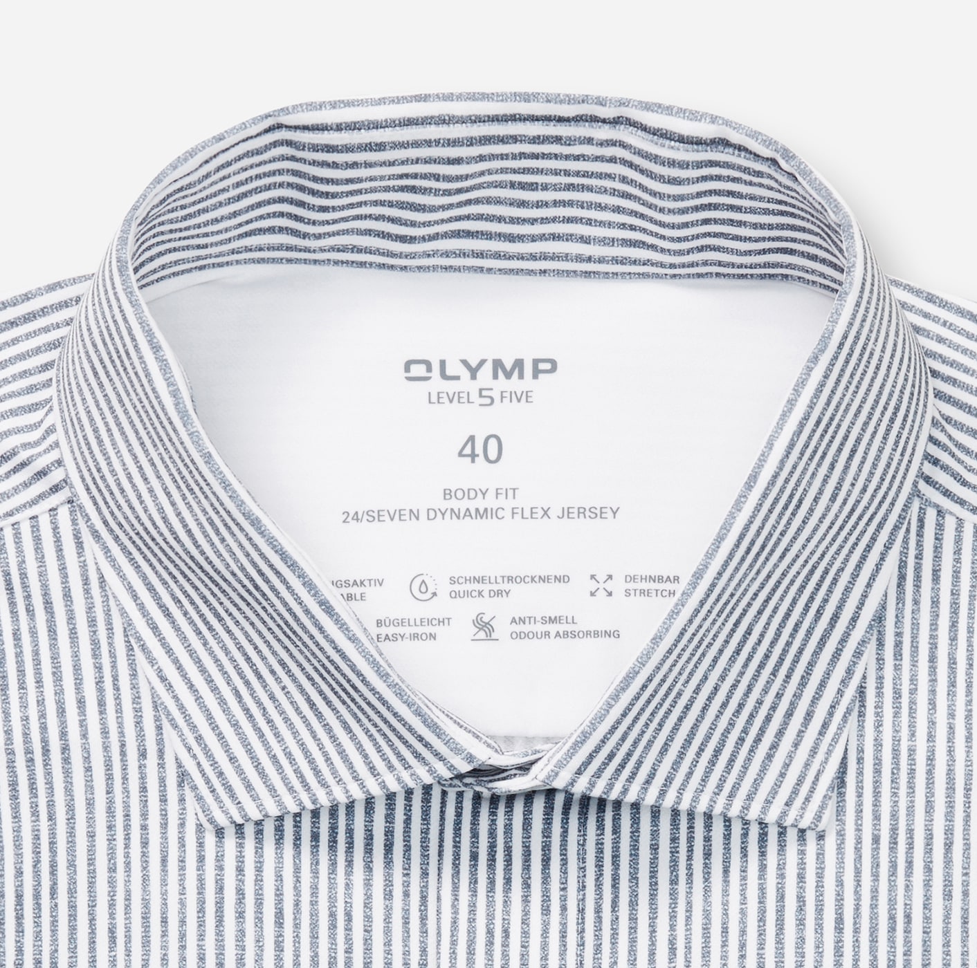 OLYMP Chemise à manches longues »24/7 - Level 5« Flex Jersey, body fit, Anti Smell, Kentkragen
