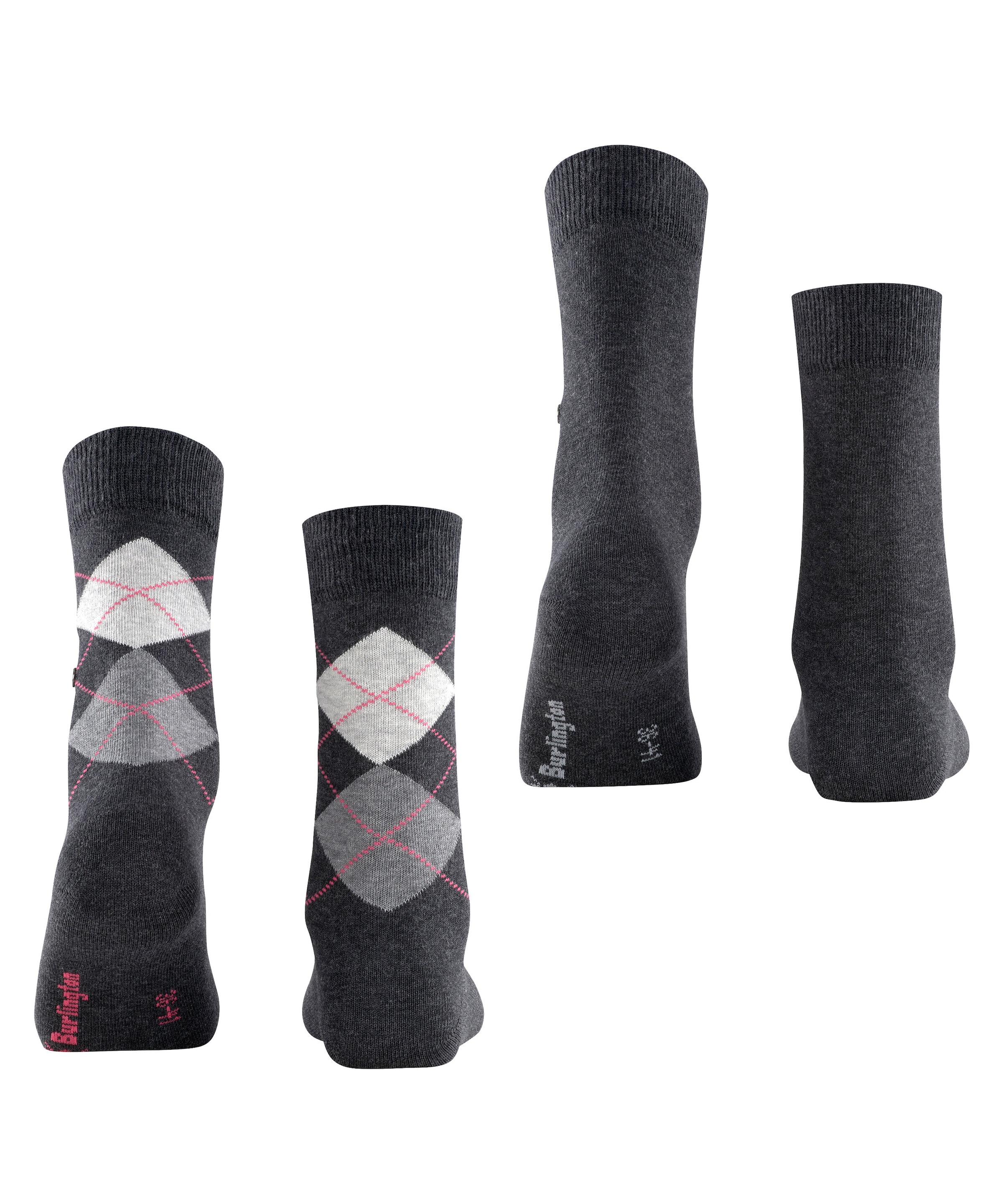 Burlington 1100000002199 »Everyday Mix« 2 paires,  taille unique 36-41, uni et motif argyle