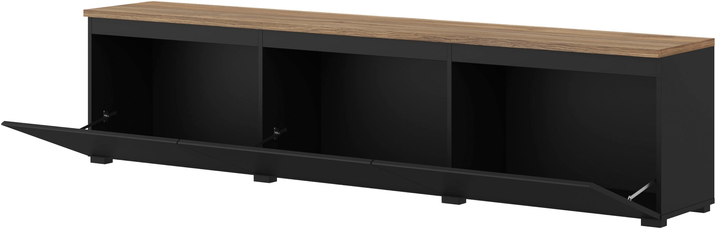 GOODproduct Lowboard »Modo, Breite 200 cm, moderne grifflose TV-Kommode 3 Klappen« TV-Kommode mit viel Stauraum, TV-Bank