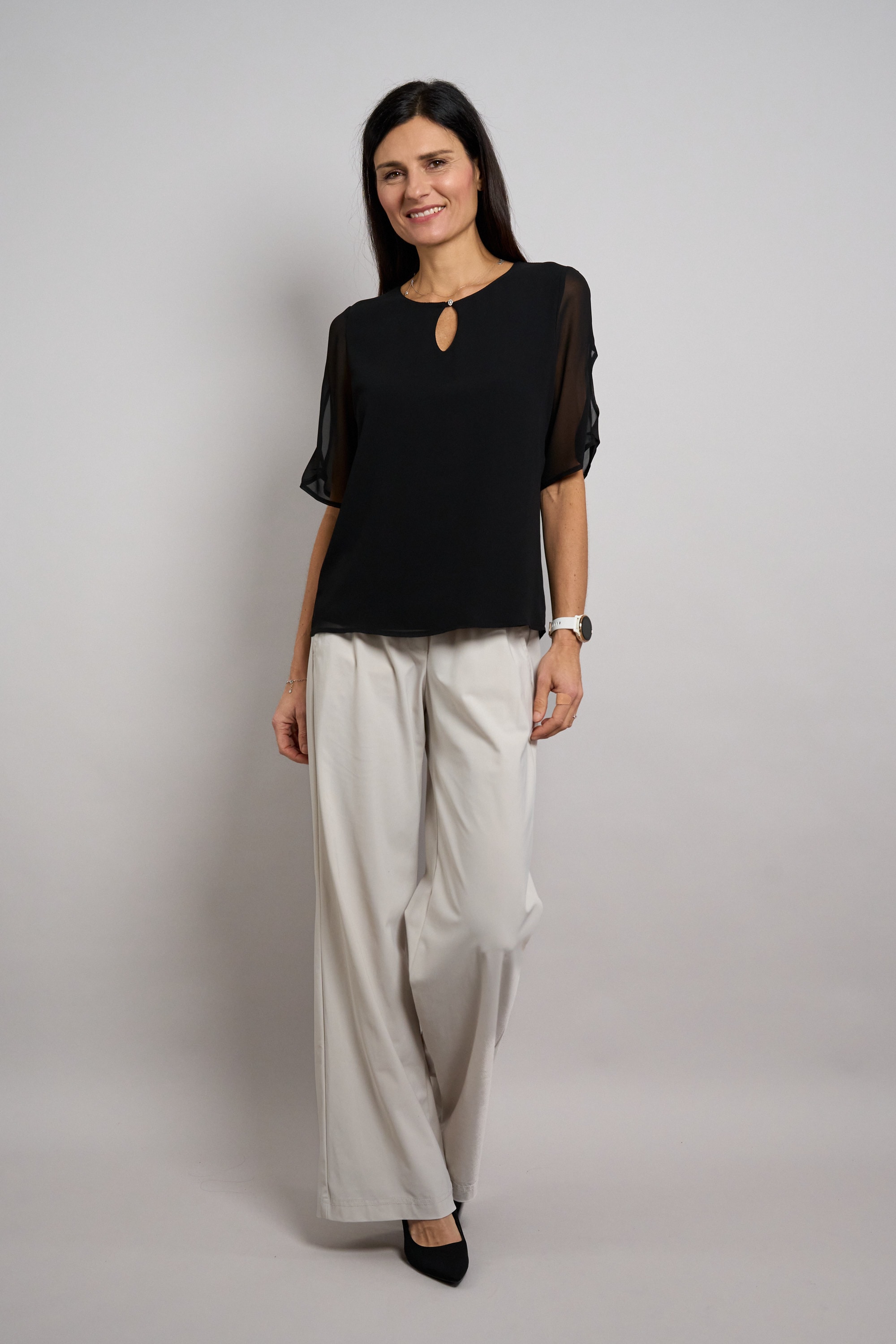 Seidel Moden Blouse en mousseline »Otto exclusiv« Halbarm mit Cut-Out-Detail und Glitzerstein - MADE IN GERMANY