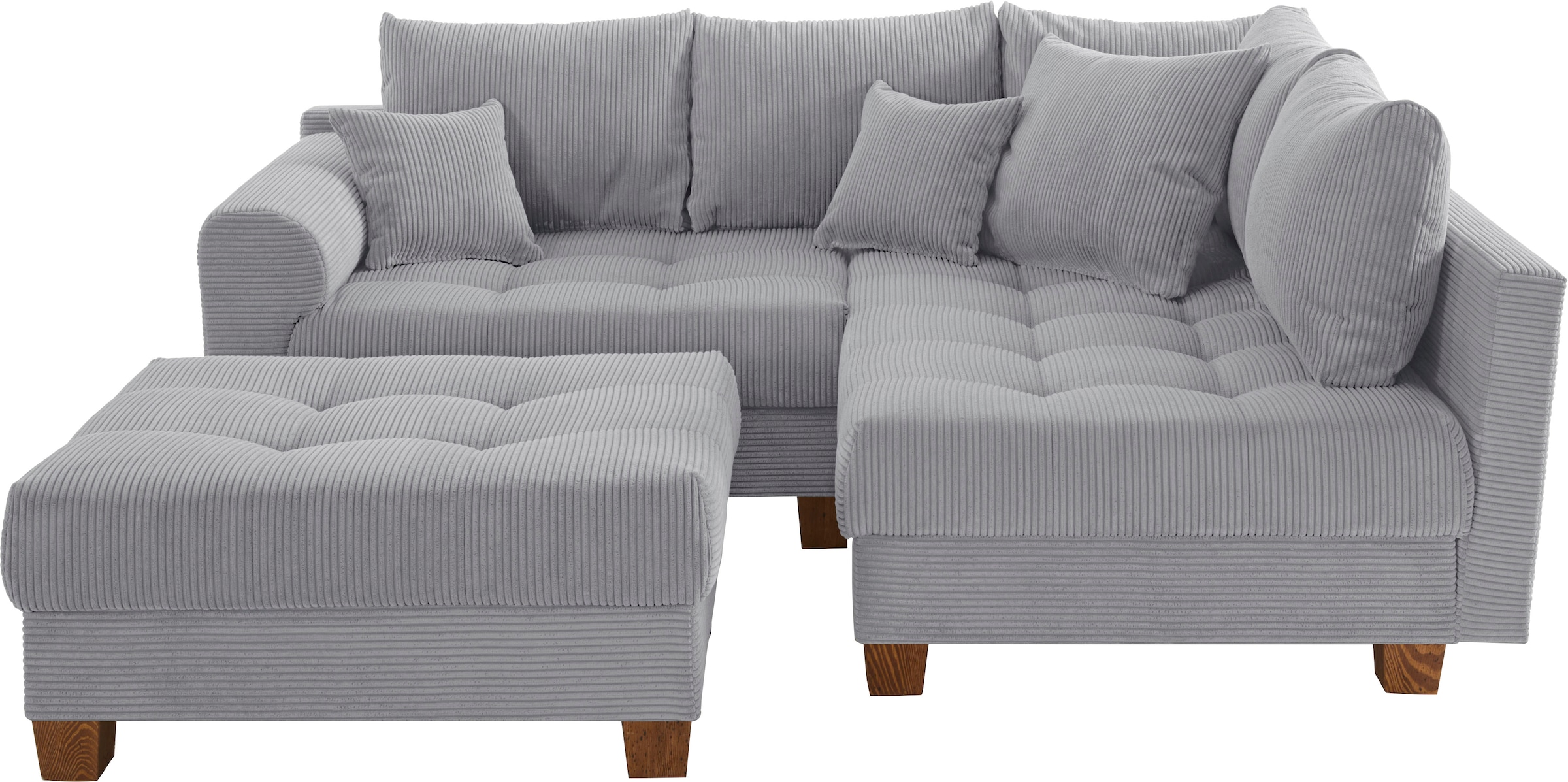 Home affaire Ecksofa »Rice L-Form, B: 216 cm« Set: Sofa & Hocker, mit 3 Zierkissen, Federkern