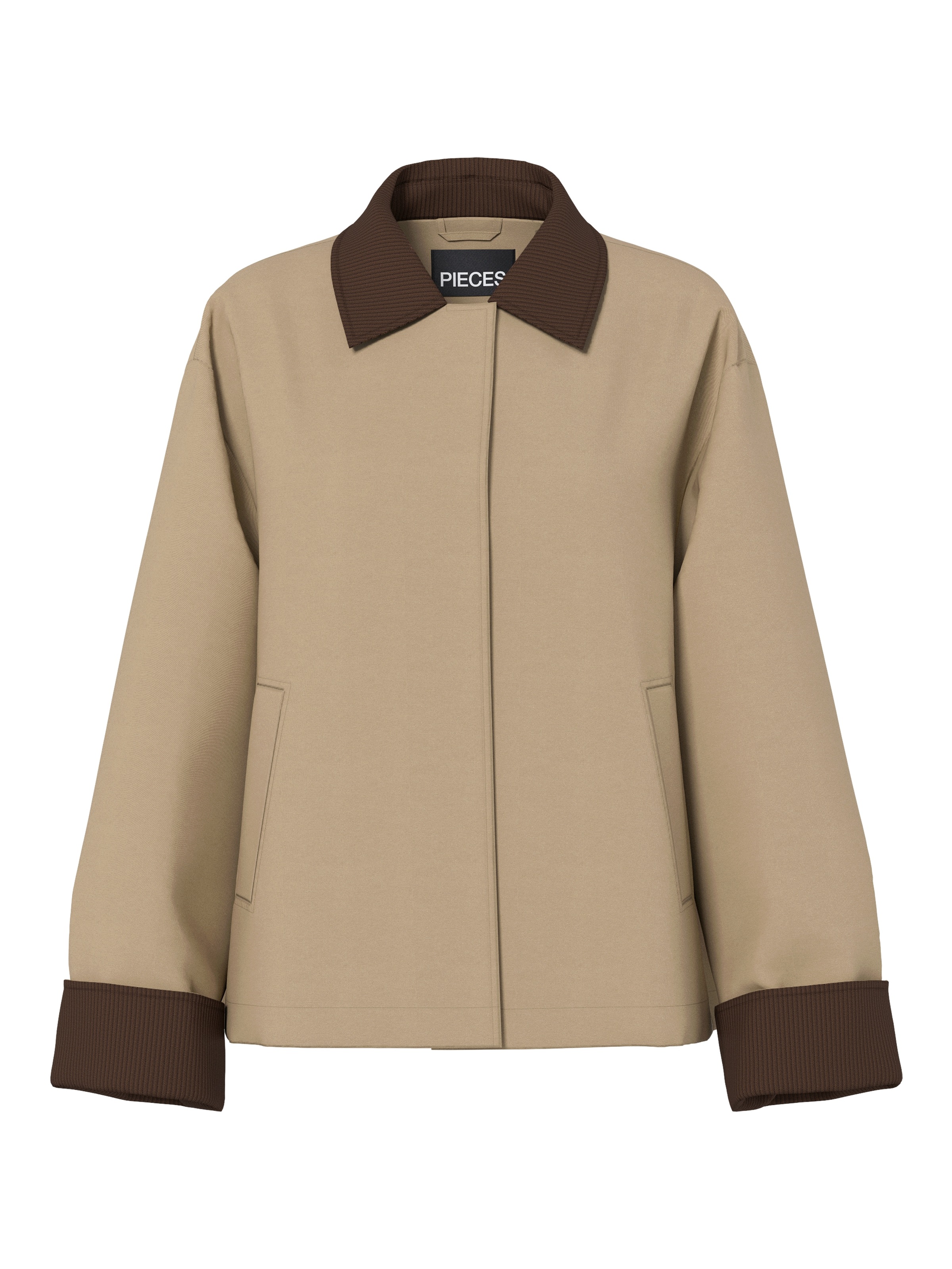 pieces Veste courte »PCJORMA SHORT LIGHT JACKET NOOS BC« avec col et bordures contrastants