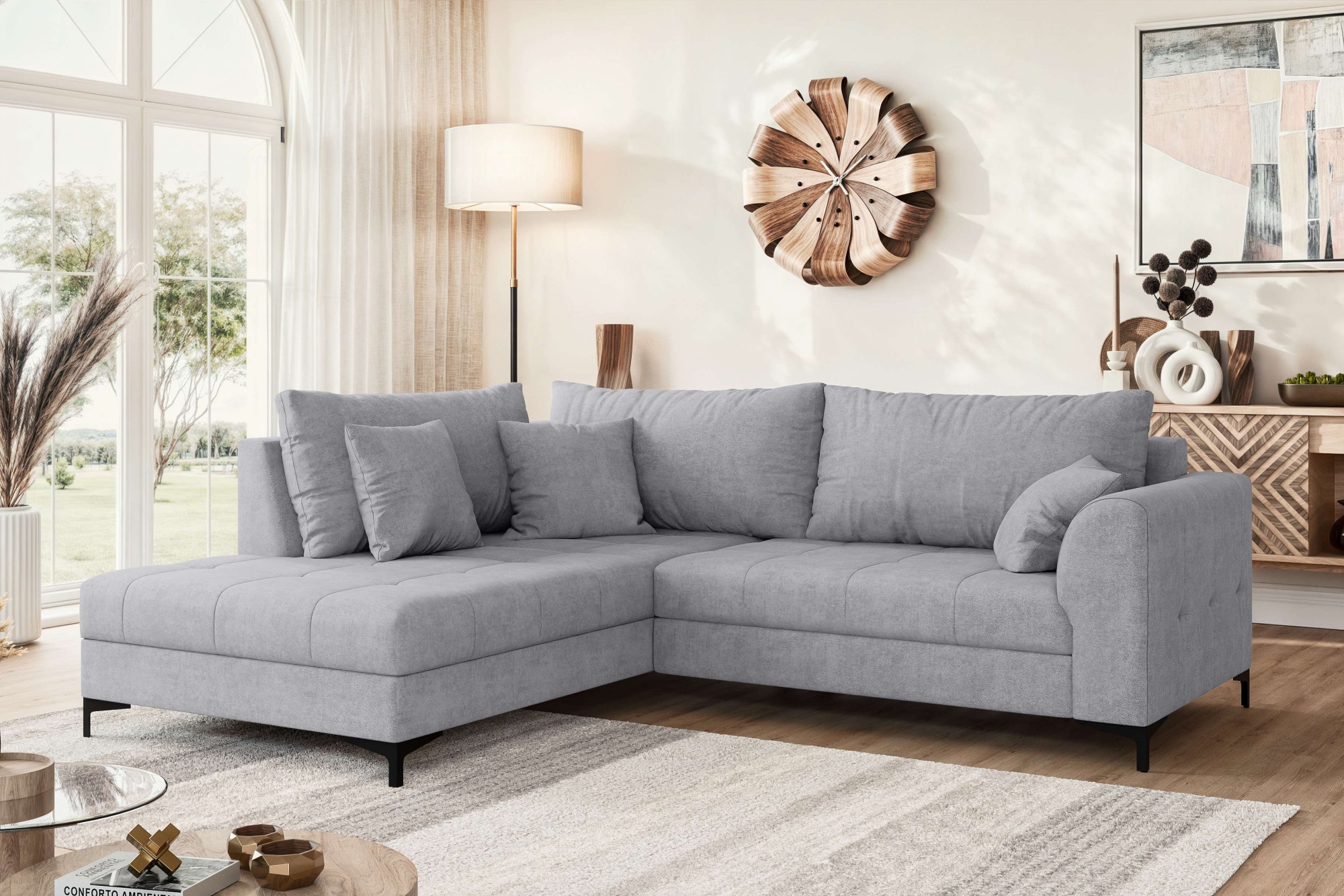 GOODproduct Canapé d'angle »LEEVKE Design-Sofa mit Ottomane rechts/links bestellbar, Breite 232 cm« in vielen modernen Farben erhältlich, belastbar bis 480 kg