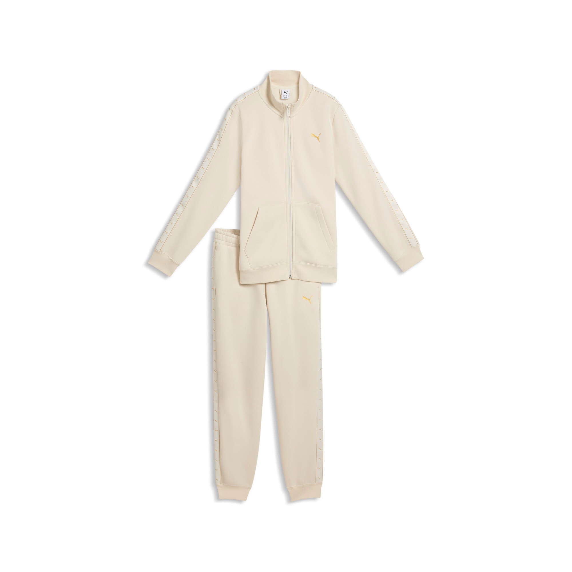 PUMA Trainingsanzug »ESS TAPE FULL-ZIP SWEAT SUIT FL G« 2 als 2-teiliges Set, bedruckte Optik, ohne Kapuze, mit Reissverschluss