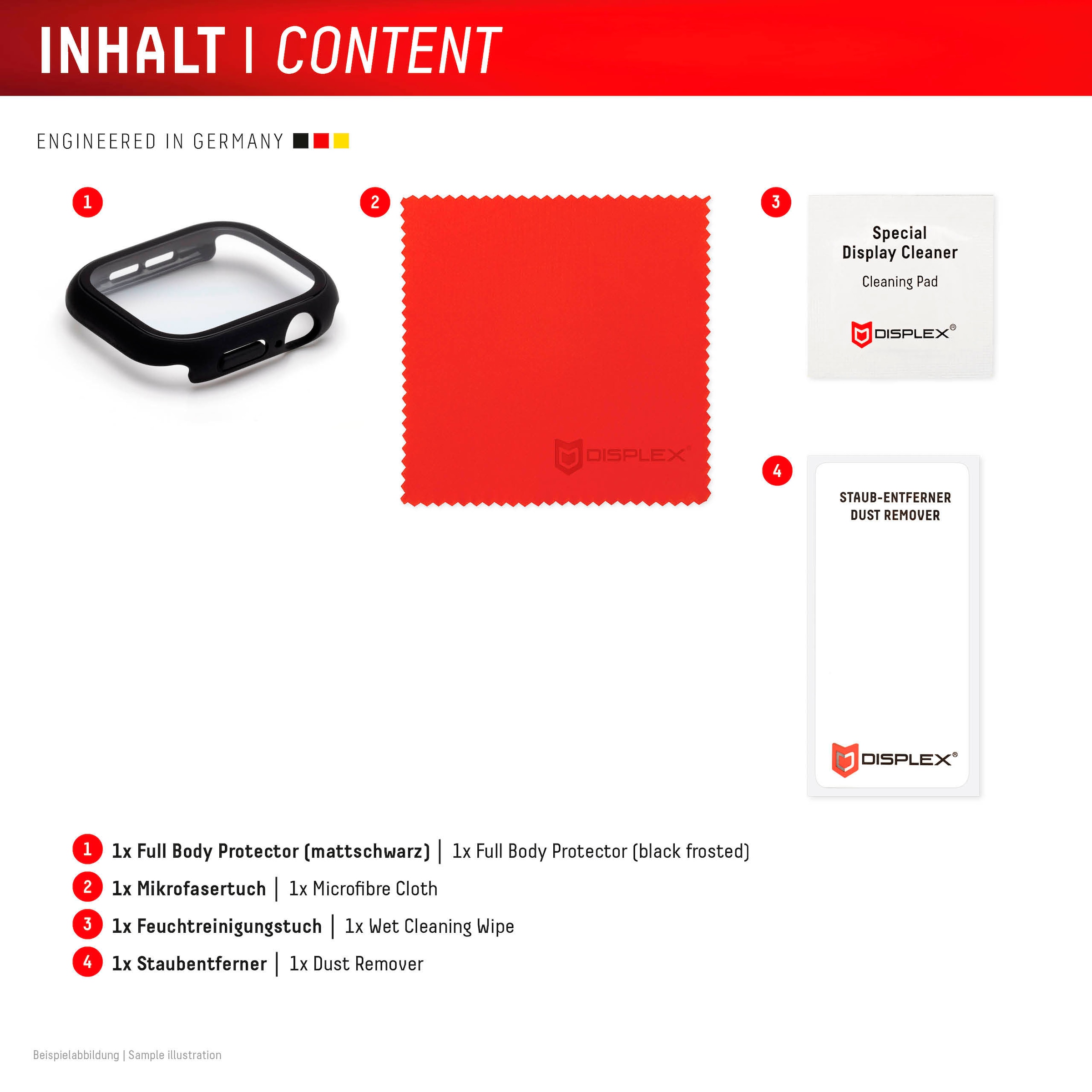 Displex Verre de protection d'écran »Smartwatch Glass All-In-One Protector Full Body« für Apple Watch Series 10 42 mm;Apple Watch Series 11 42 mm Displayschutzfolie, Schutzfolie, Bildschirmschutz, kratz- & stossfest