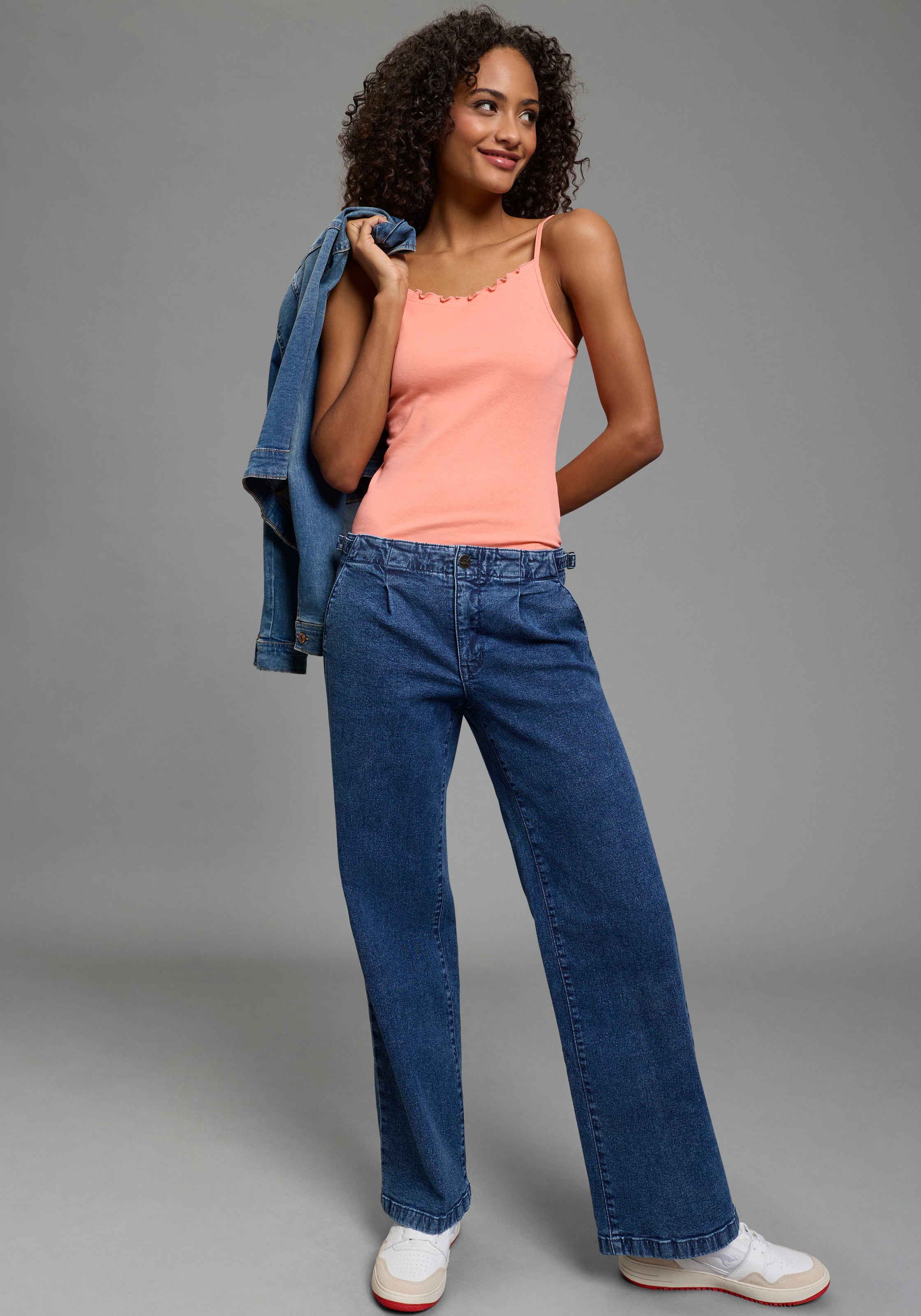 KangaROOS Spaghettitop Packung, 3 tlg. mit verspielter Rollsaumkante