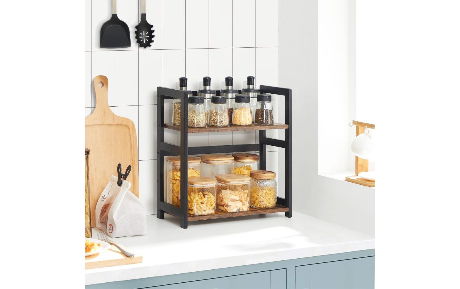 SONGMICS Étagère »2 Ebenen, Braun/Schwarz«