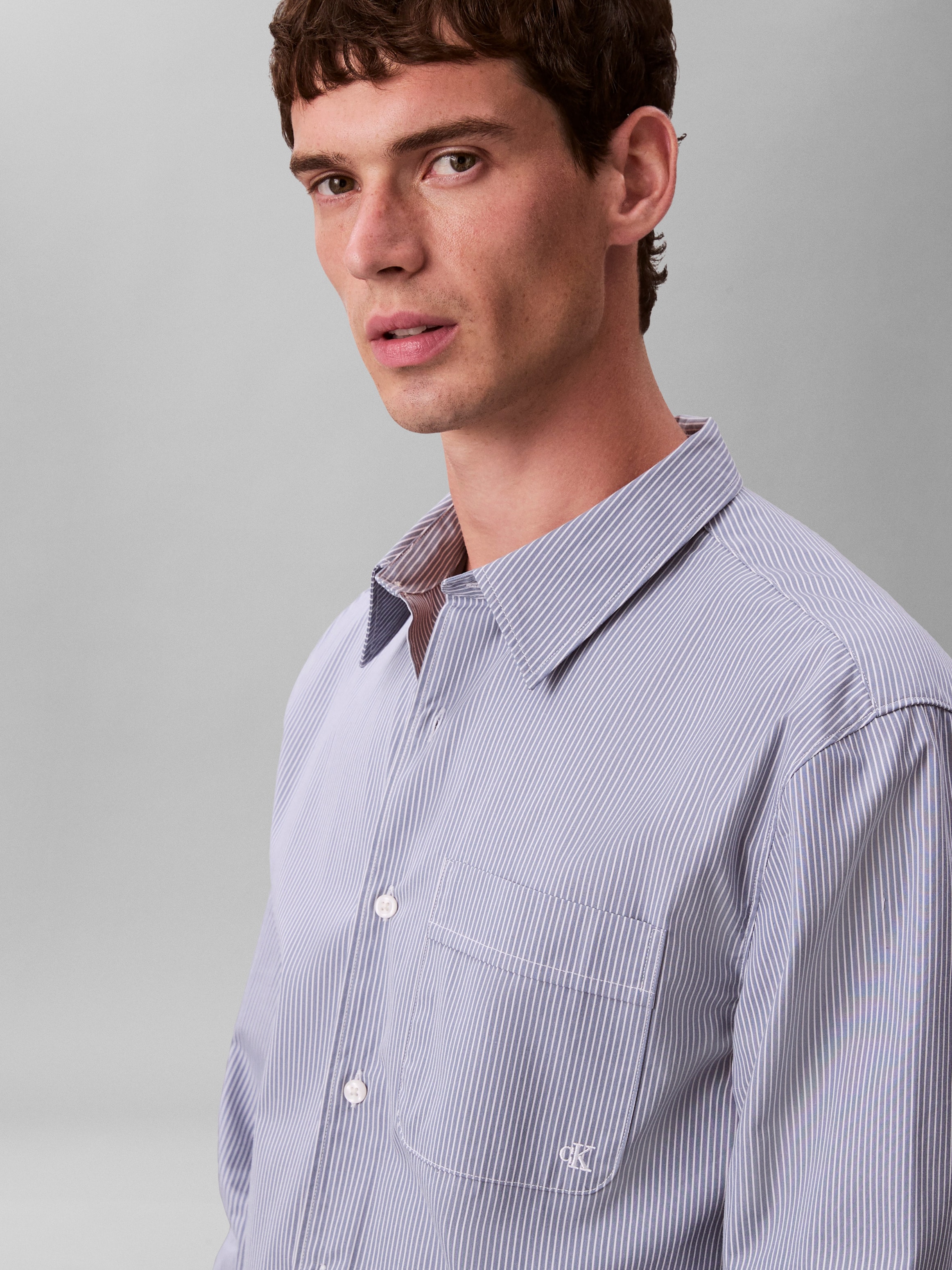 Calvin Klein Chemise à manches longues Regular fit, mit Rundhalsausschnitt