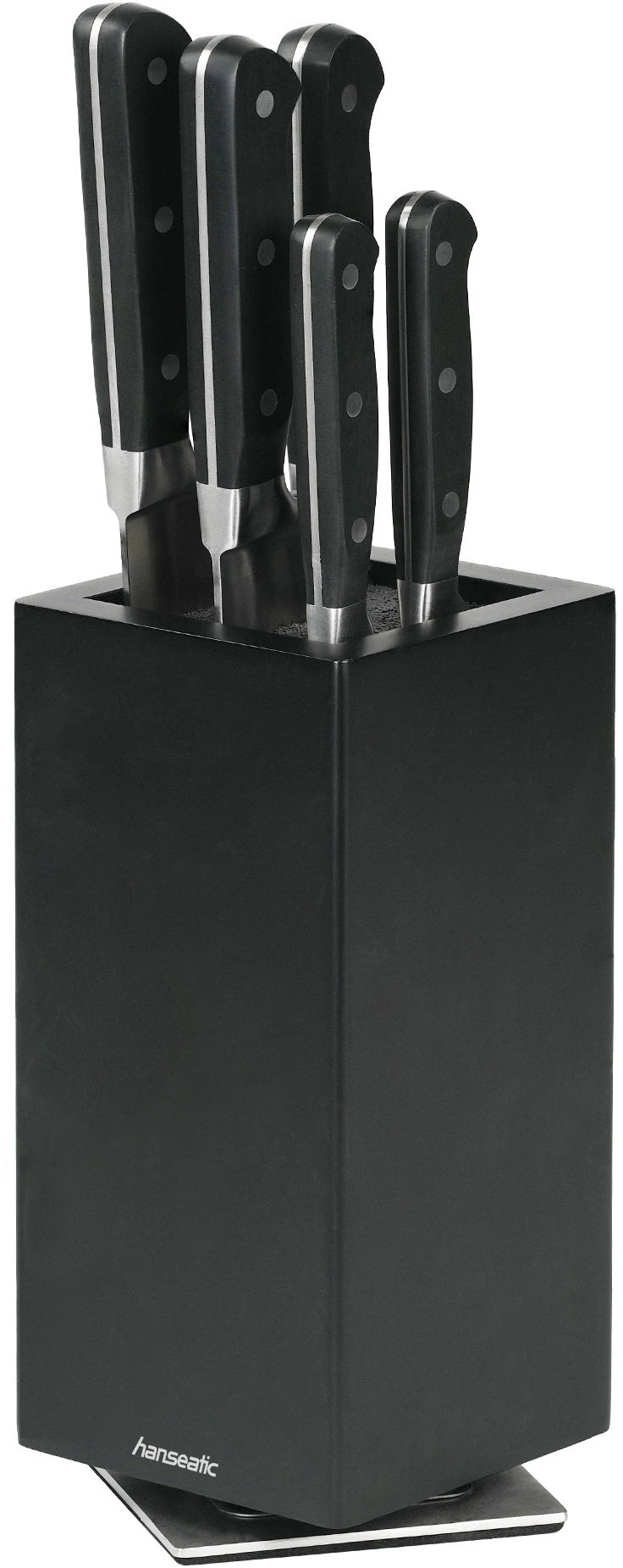 Hanseatic Bloc à couteaux magnétique »hanseatic PREMIUM, aus Holz, Messerblock Set, 6-tlg.« 6 pièces elegantes Design, herausnehmbarer Borsteneinsatz, 360-Grad-drehbar