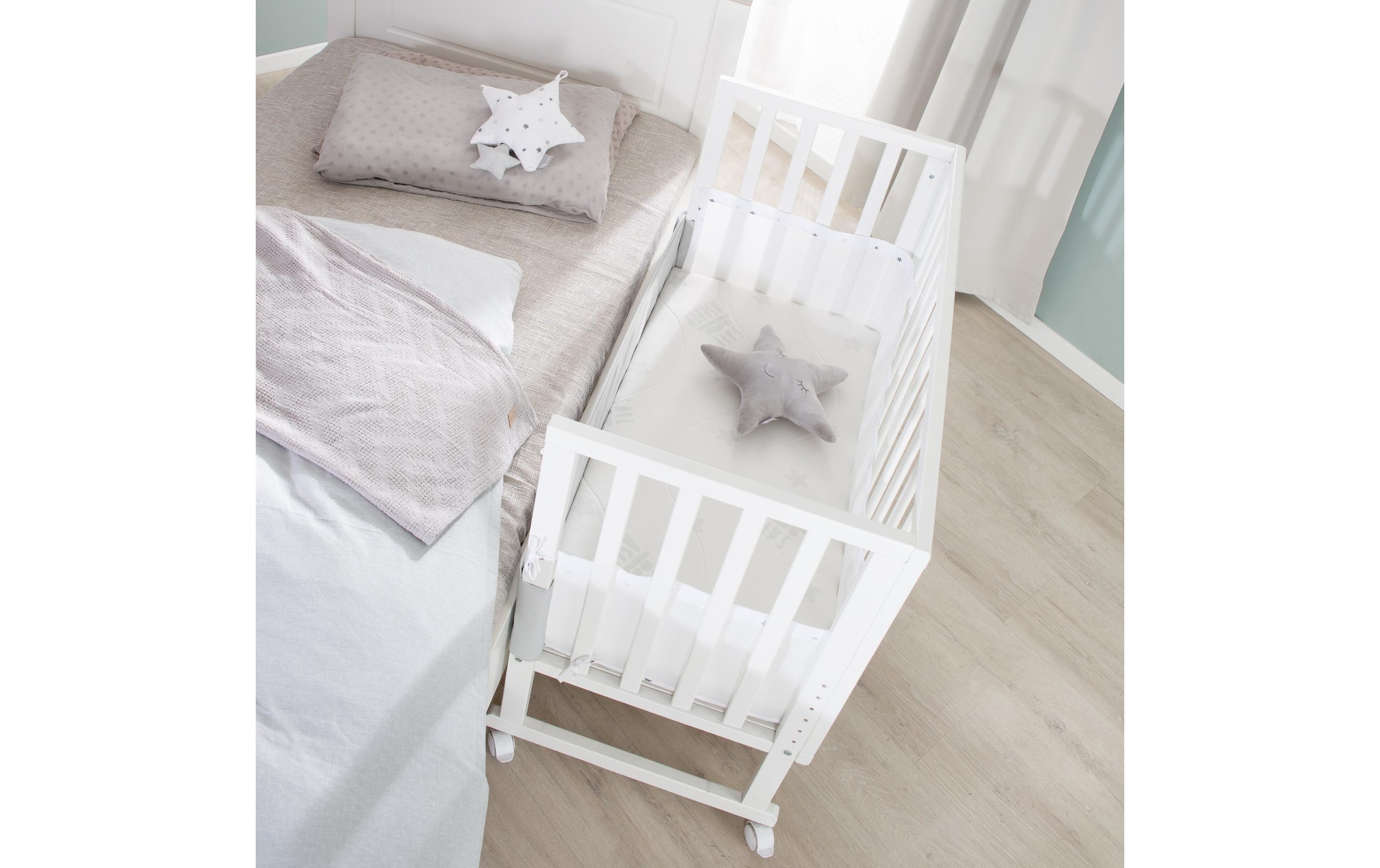 roba® Babybett »Stubenbett inklusive Matratze Canvas-Barriere Mesh-Umrandung«