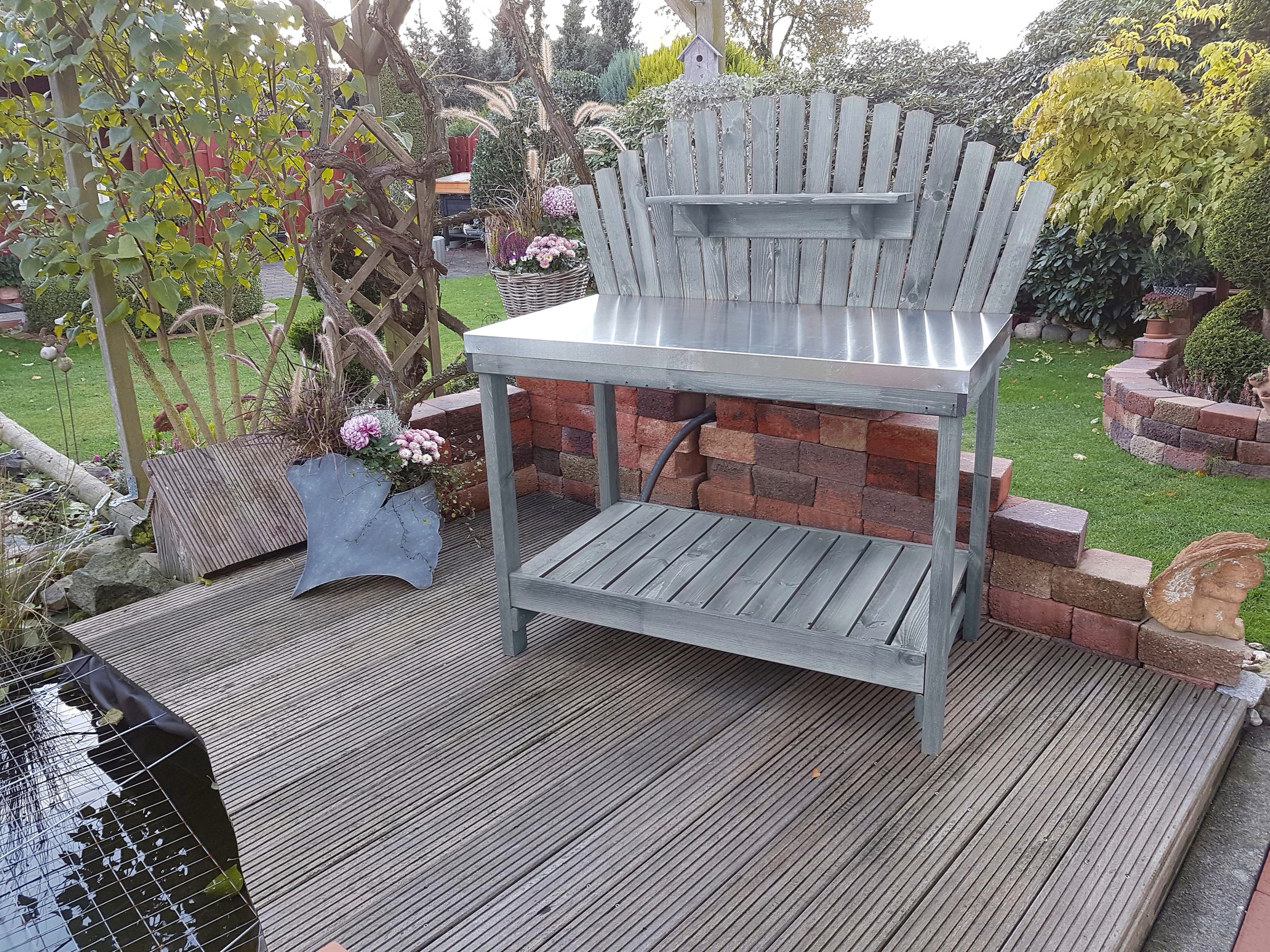 promadino Table de plantation »Helga« avec surface de travail galvanisée, LxPxH : 116x69x139 cm