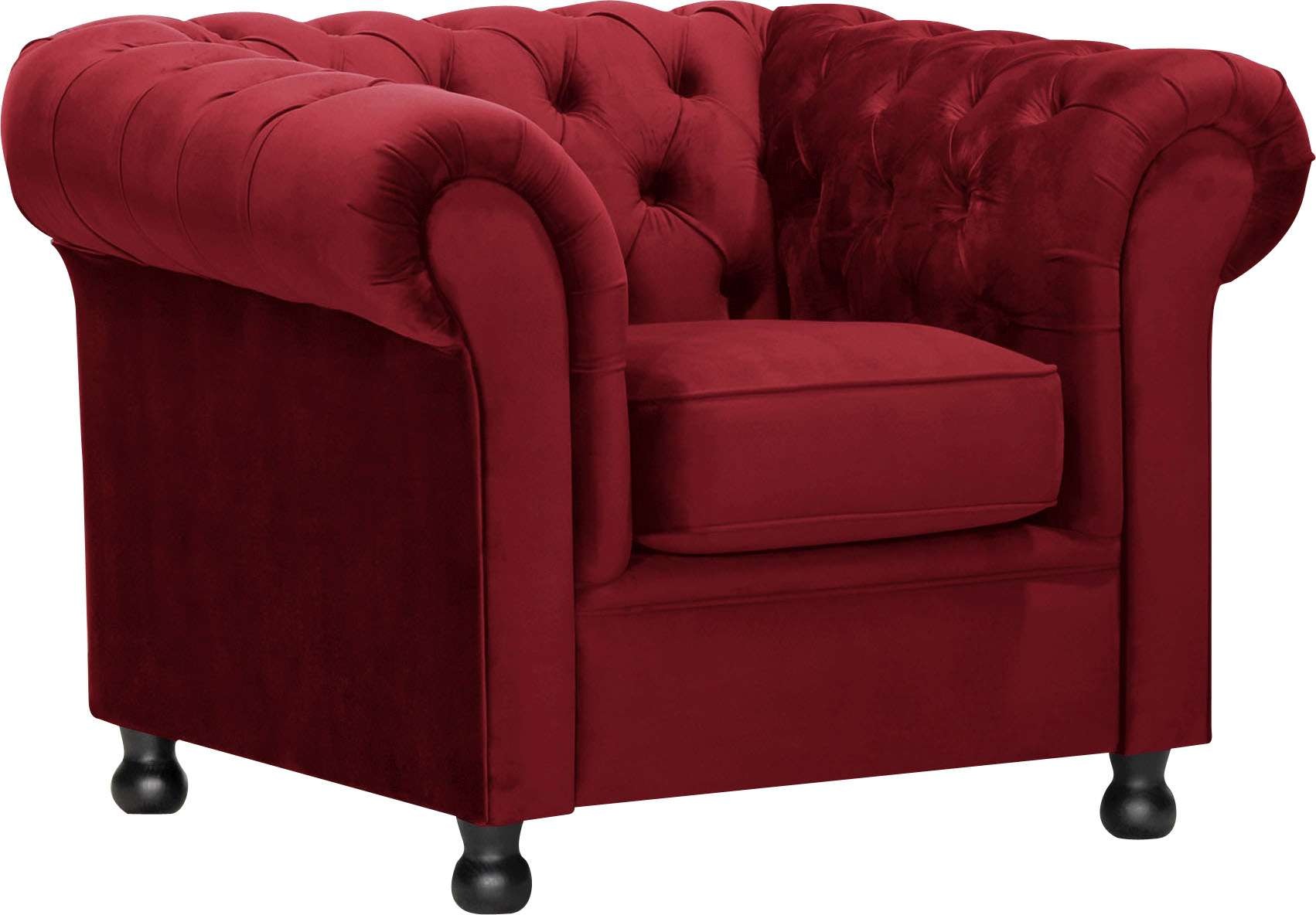 Home affaire Sessel »BRONNOY Chesterfield Sessel mit aufwendiger Knopfheftung, Breite 108cm« Polstersessel mit geschwungenen Armlehnen, Chesterfield-Optik