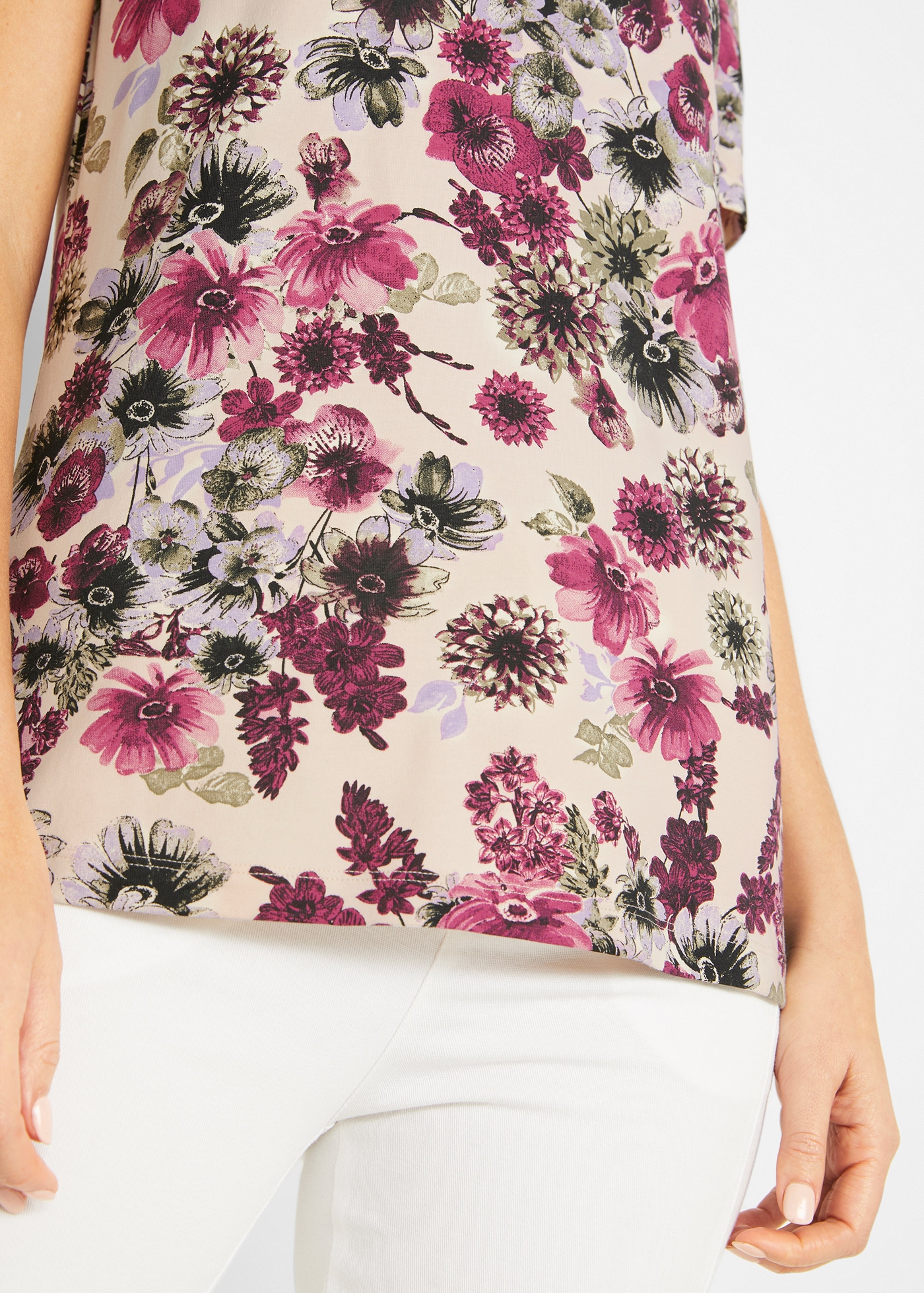 bonprix T-shirt Packung, 2 schmale Passform, Kurzarm, 1x uni und 1x bedruckt