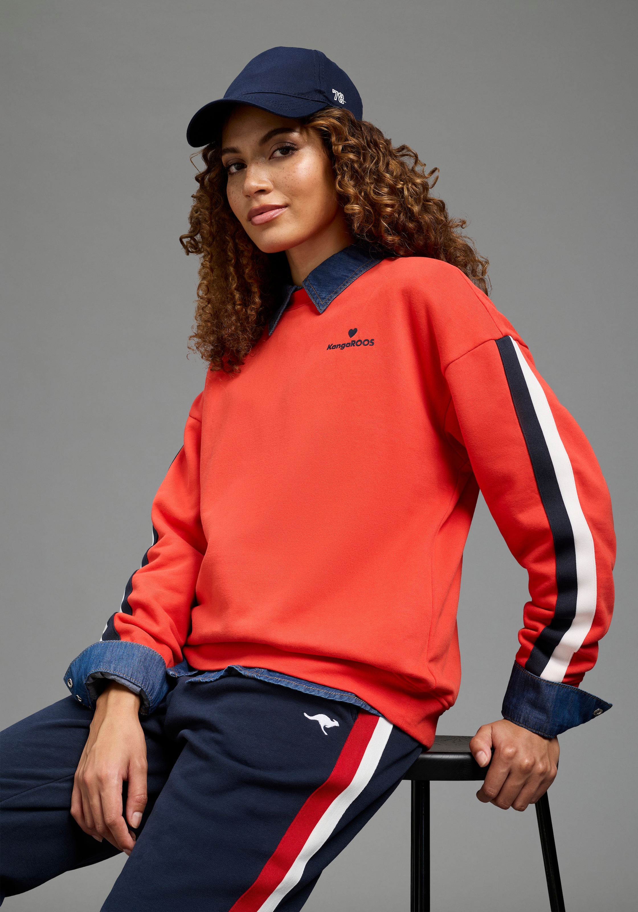 KangaROOS Sweatshirt , mit Rundhalsausschnitt, aus Baumwolle und Polyester, weite Passform
