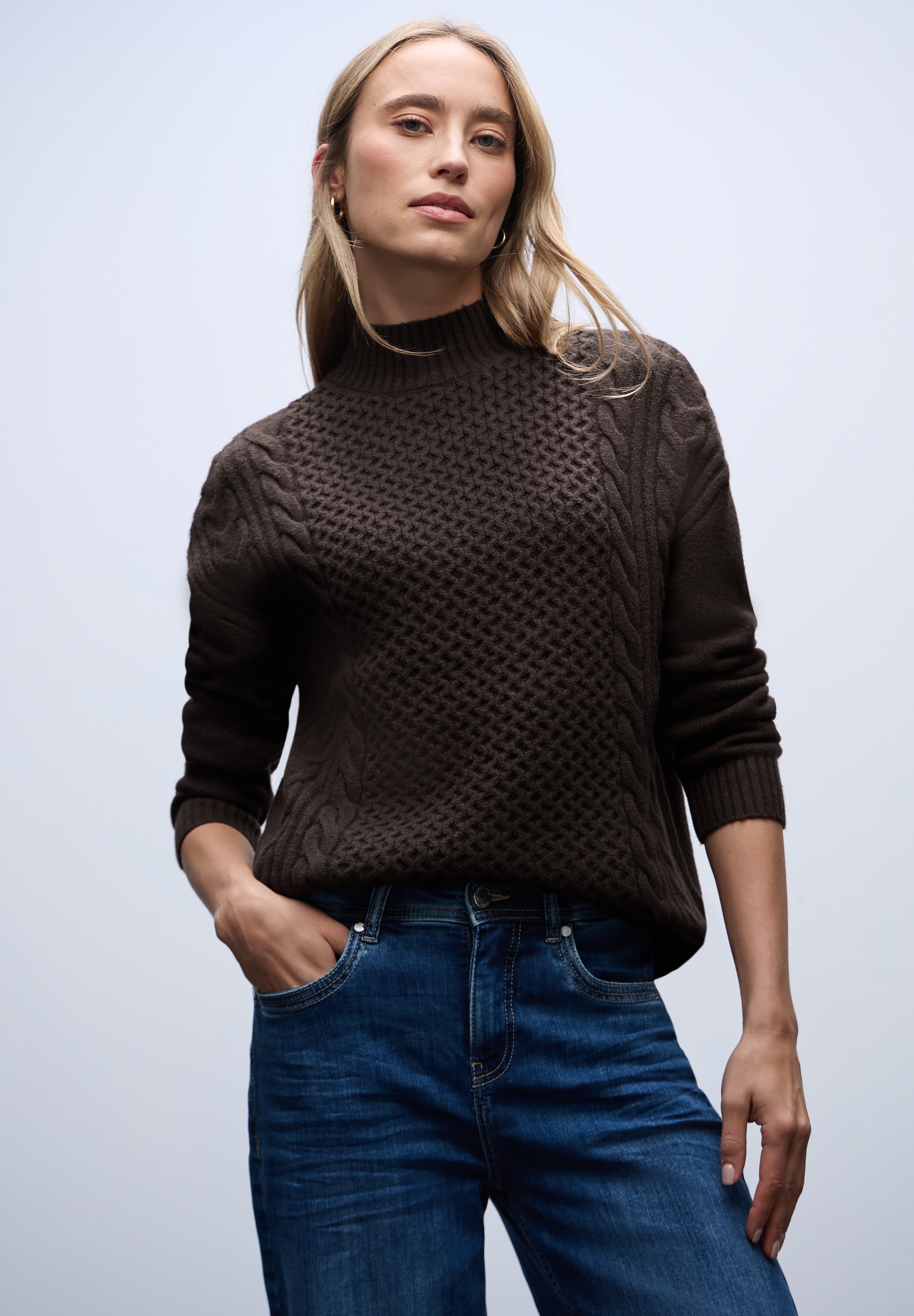 STREET ONE Stehkragenpullover mit Strickmuster