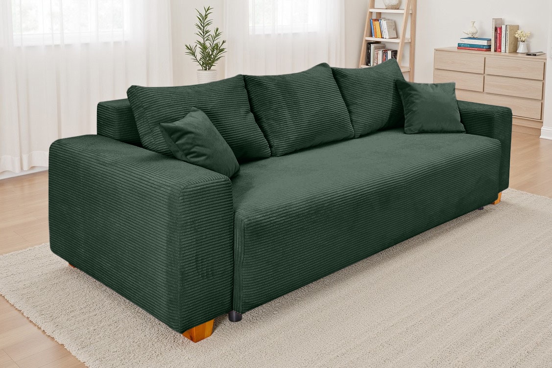 COLLECTION AB Canapé-lit »Yves, B: 243 cm, Liegefl. 142x194 cm« fonction couchage, coffre de rangement et 2 coussins décoratifs, ressort ensaché
