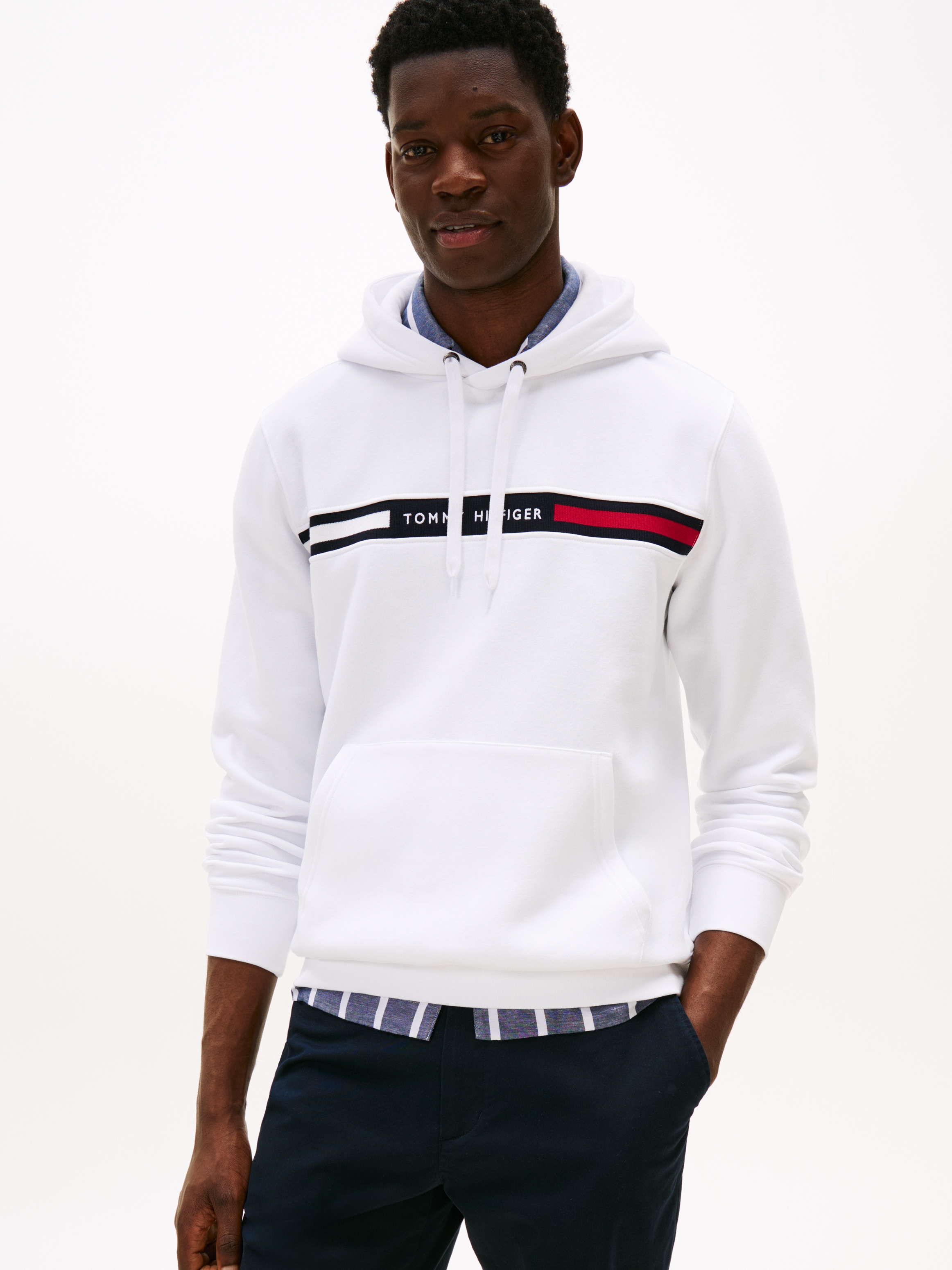 Tommy Hilfiger Sweat à capuche »HILFIGER CHEST INSERT HOODY mit Kapuze und Logoschriftzug«, unifarben, casual, regular fit, Baumwollmix, Kapuze
