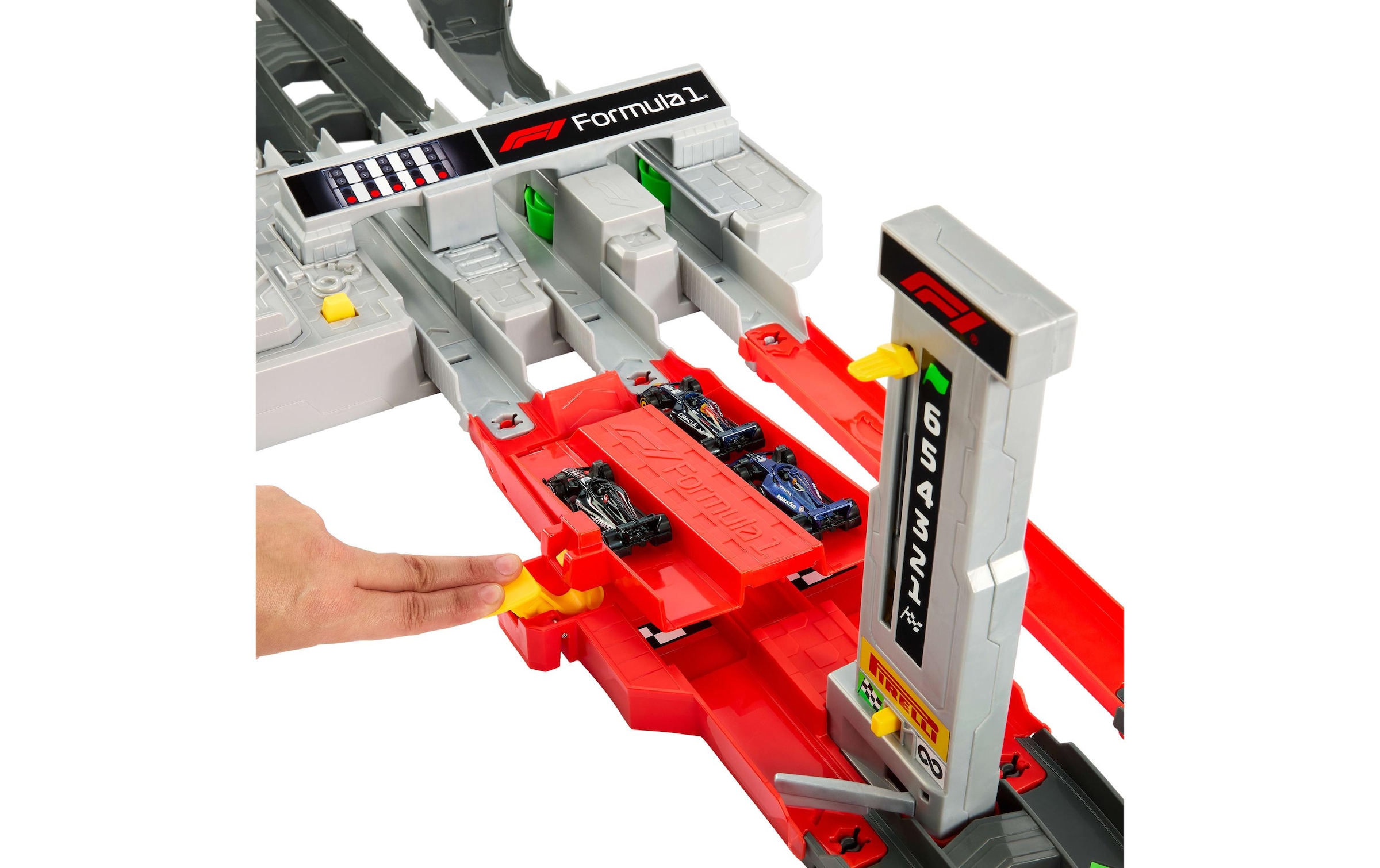 Hot Wheels Circuit de voitures »Hot Wheels Racing Hero Trackset« Formel 1 Grand Prix-Rennstrecke mit 3 Spielzeugautos im Massstab 1:64