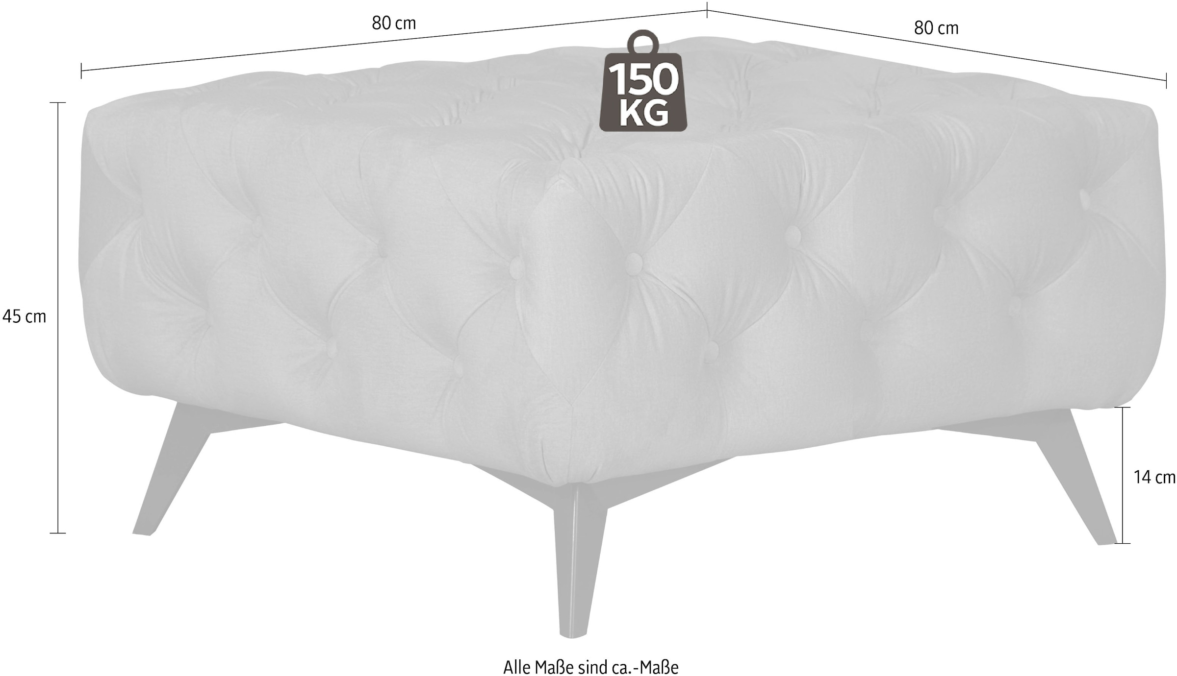 Home affaire Tabouret rembourré »Amaury« Chesterfield-Optik, Breite 80cm, Fussfarbe wählbar