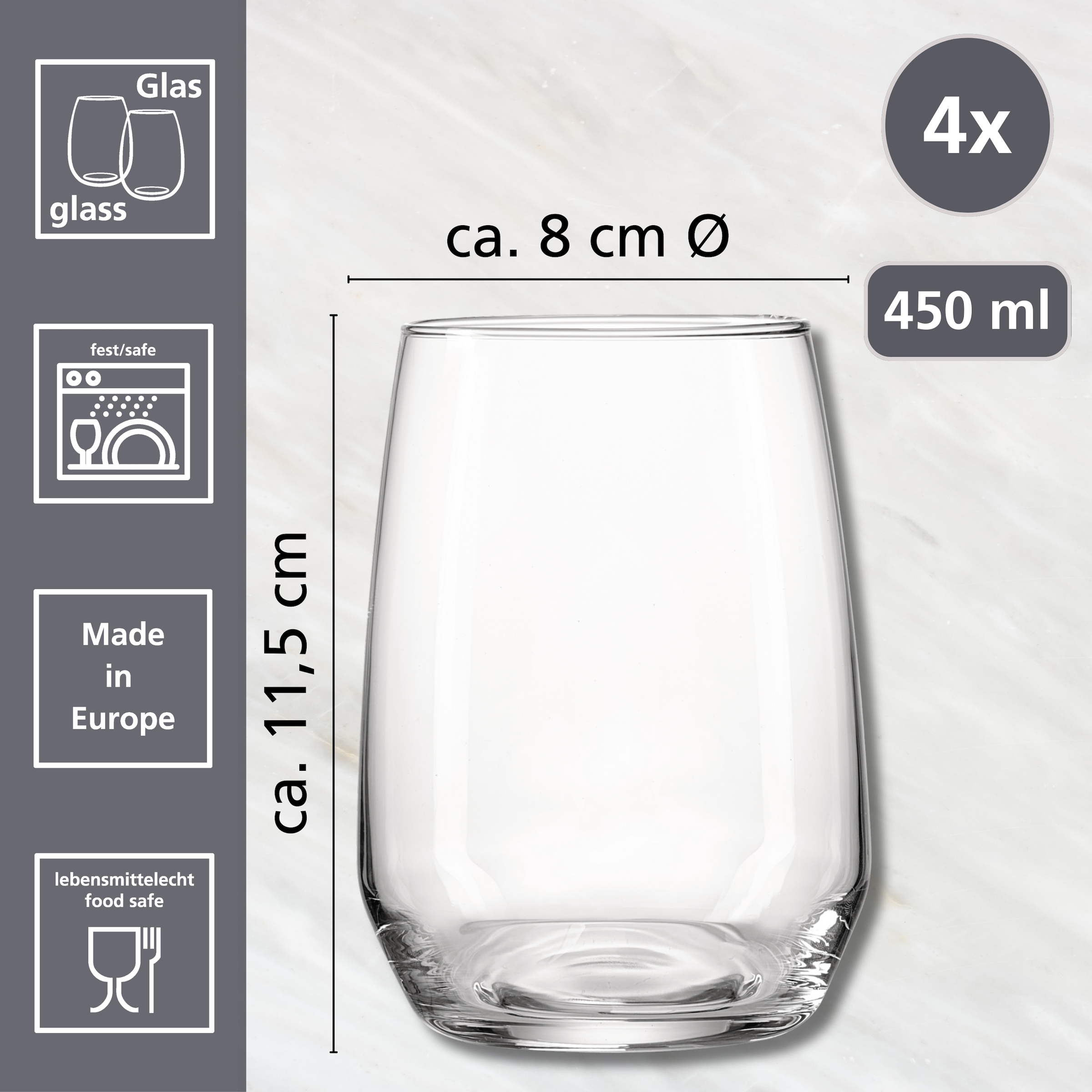 Ritzenhoff & Breker Verre à long drink »Rumba« 4er Set, je 450 ml