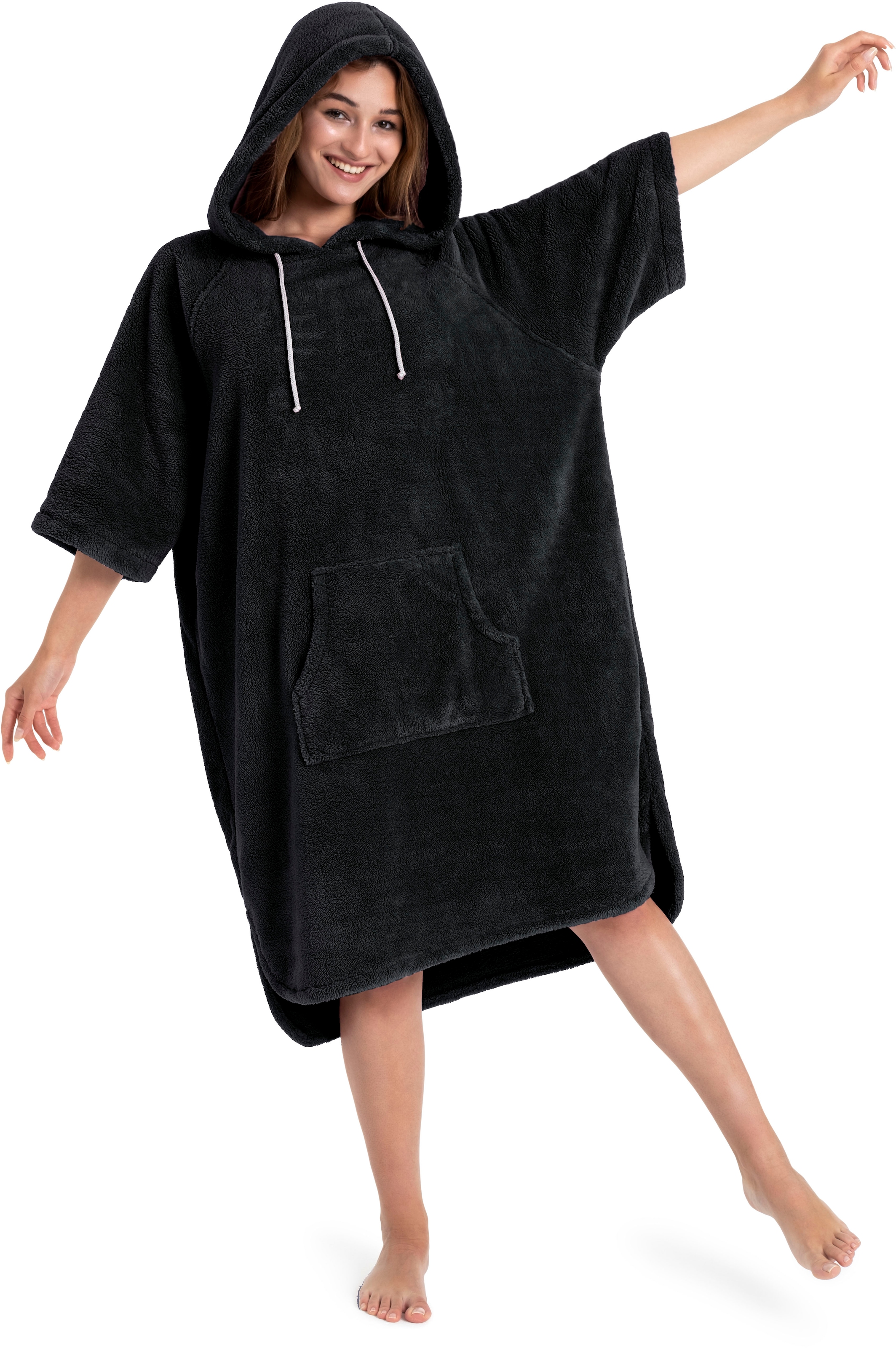 my home Badeponcho »Lillou, Surfponcho ideal für Sauna, Spa & im Urlaub« 1 Stk. weich und kuschelig, plüsch, Fleece, Unisex, für Damen und Herren