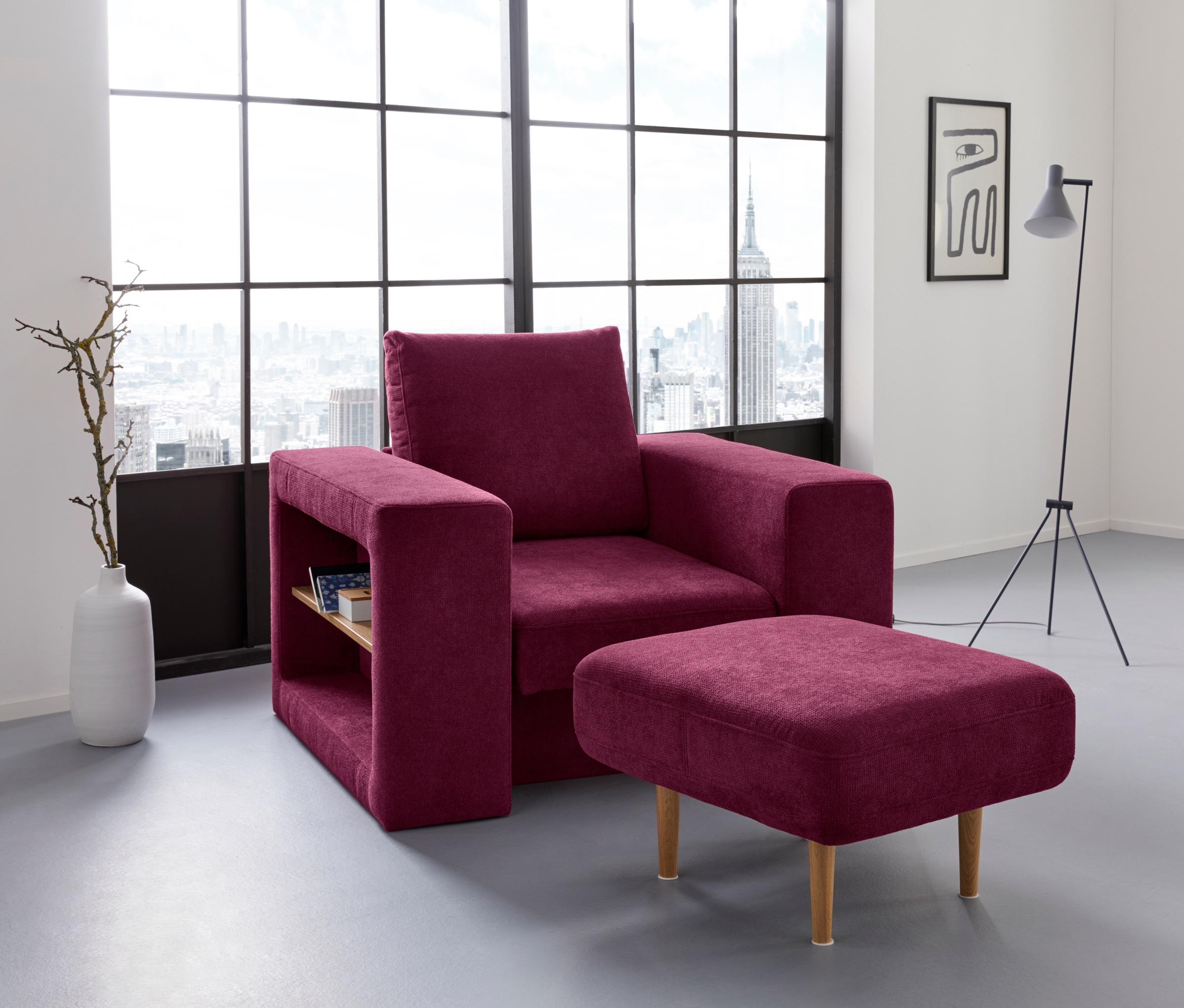 LOOKS by Wolfgang Joop Fauteuil »Looksvb« Verwandlungssessel: aus Sessel wird Sessel mit 1 Hocker, Regalfunktion