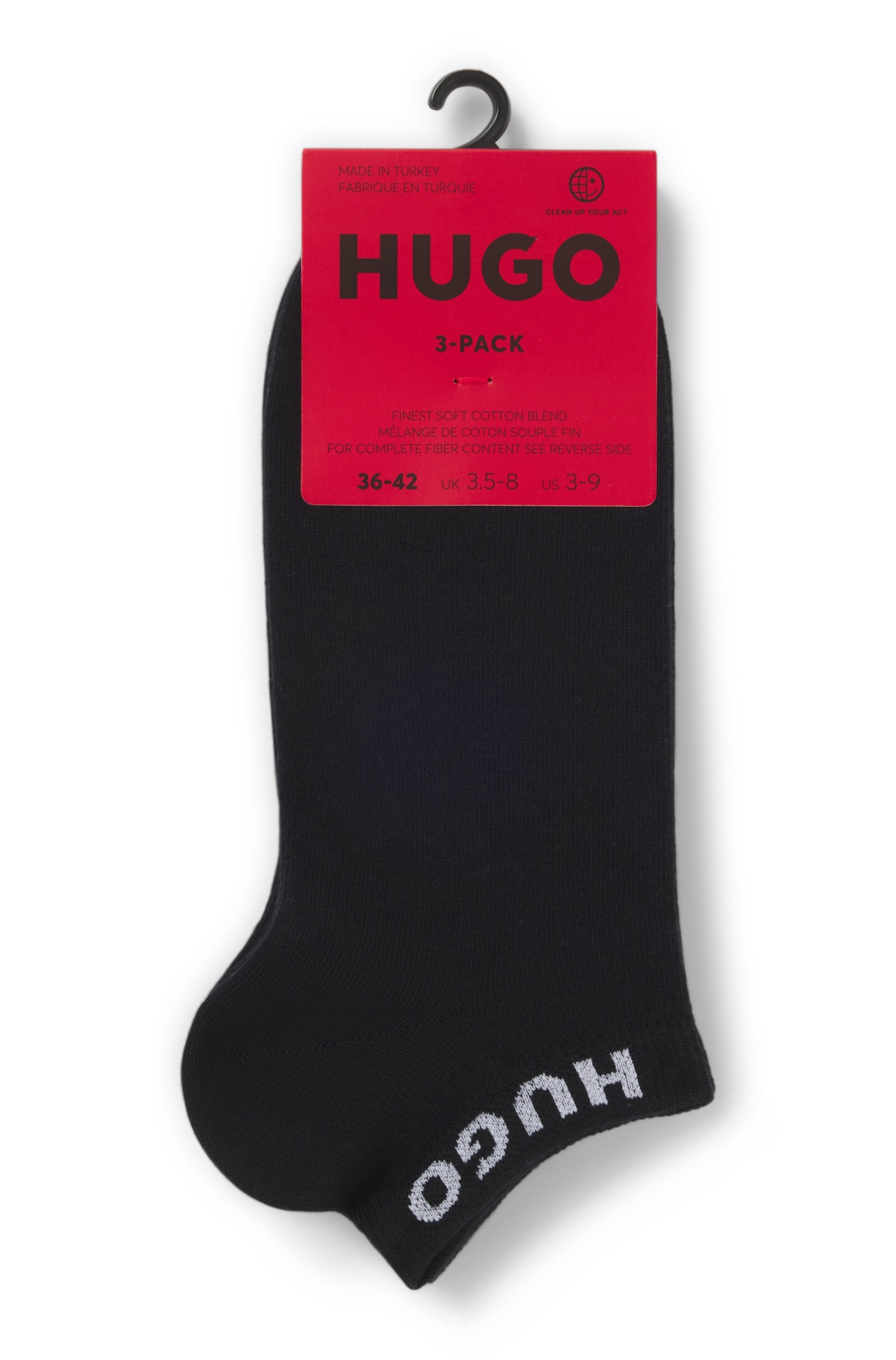 HUGO Underwear Socken »3P AS UNI CC W« Packung, 3er, 3 Stk. tlg. mit kontrastfarbenen Logoschriftzug